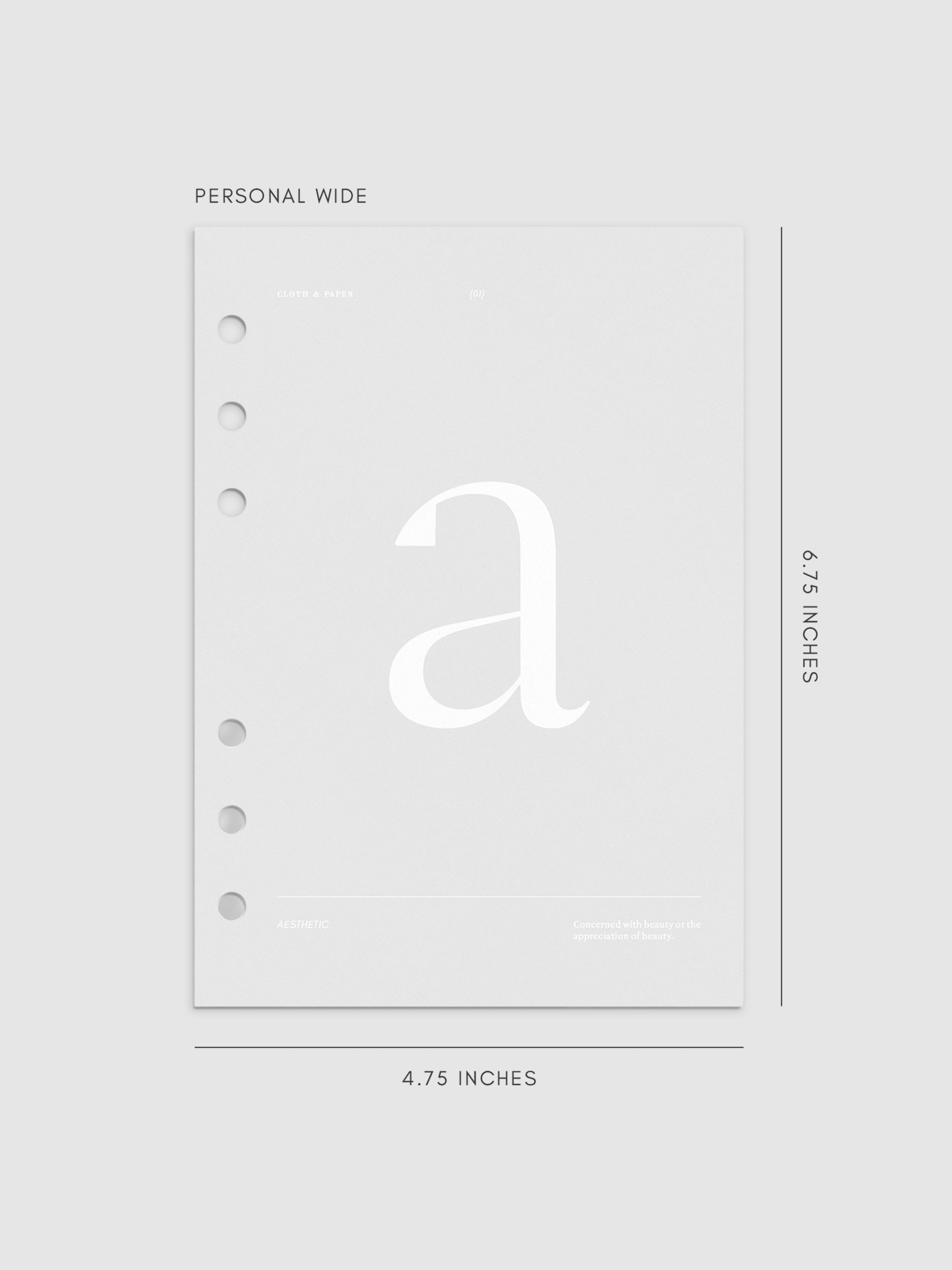 Monogram Vellum Planner Dashboard A in Personal Wide displayed on a neutral background. 