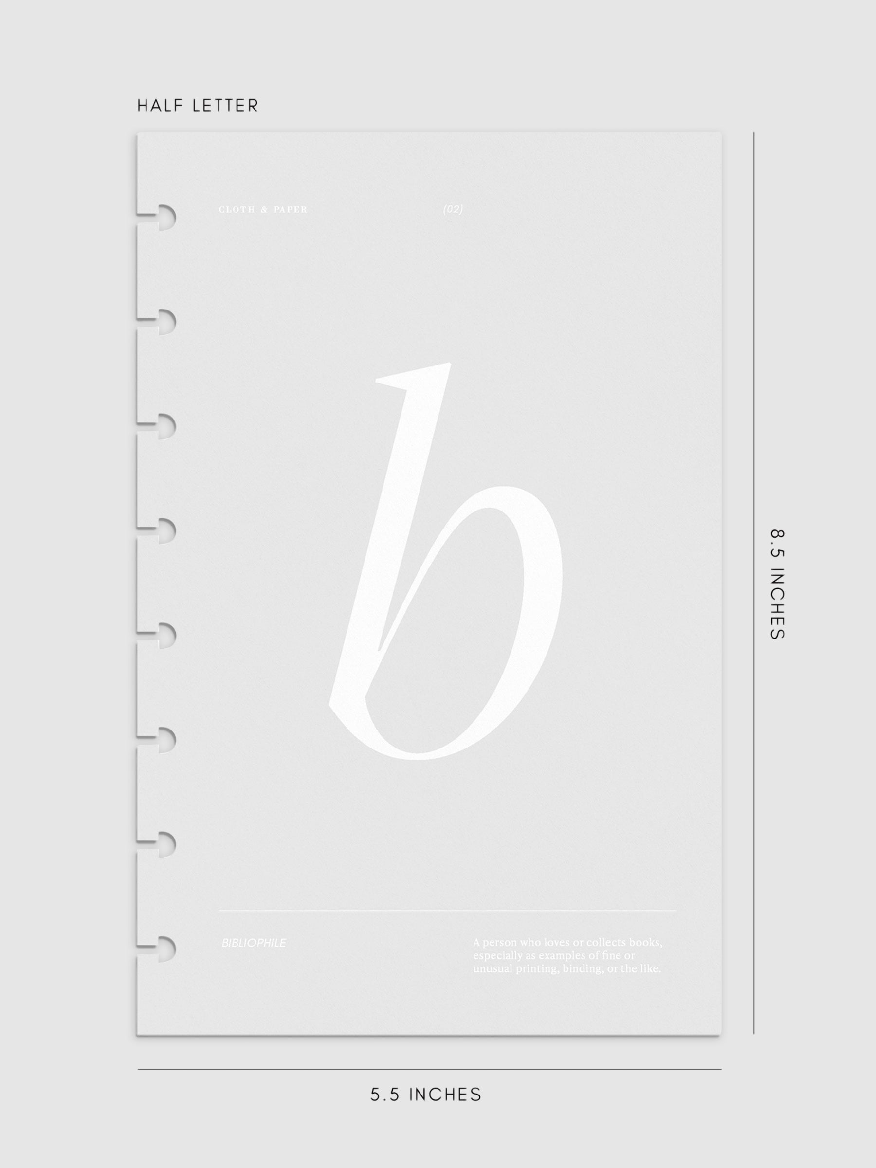 Monogram Vellum Planner Dashboard B in Half Letter displayed on a neutral background. 