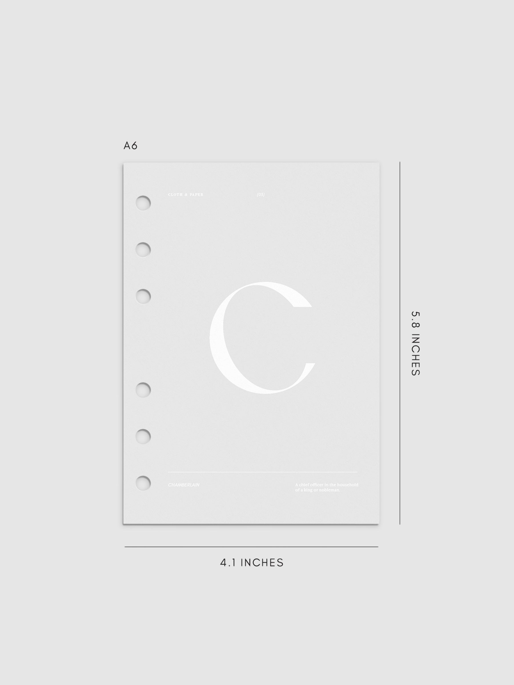 Monogram Vellum Planner Dashboard C in A6 displayed on a neutral background. 