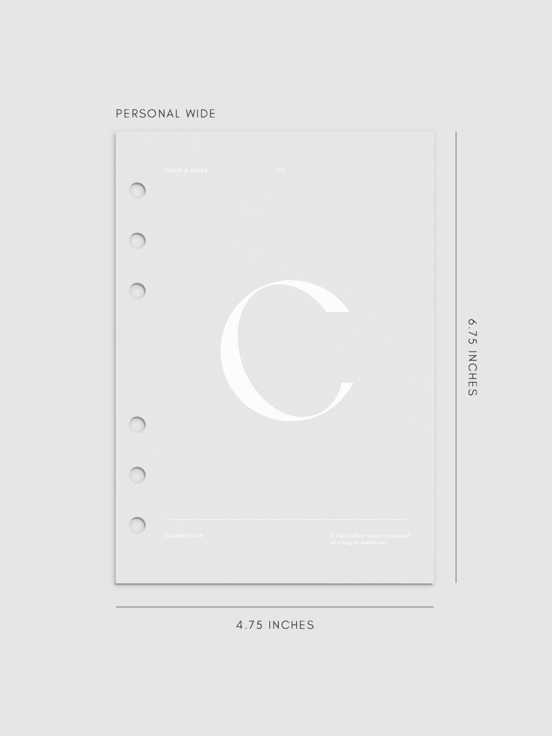 Monogram Vellum Planner Dashboard C in Personal Wide displayed on a neutral background. 