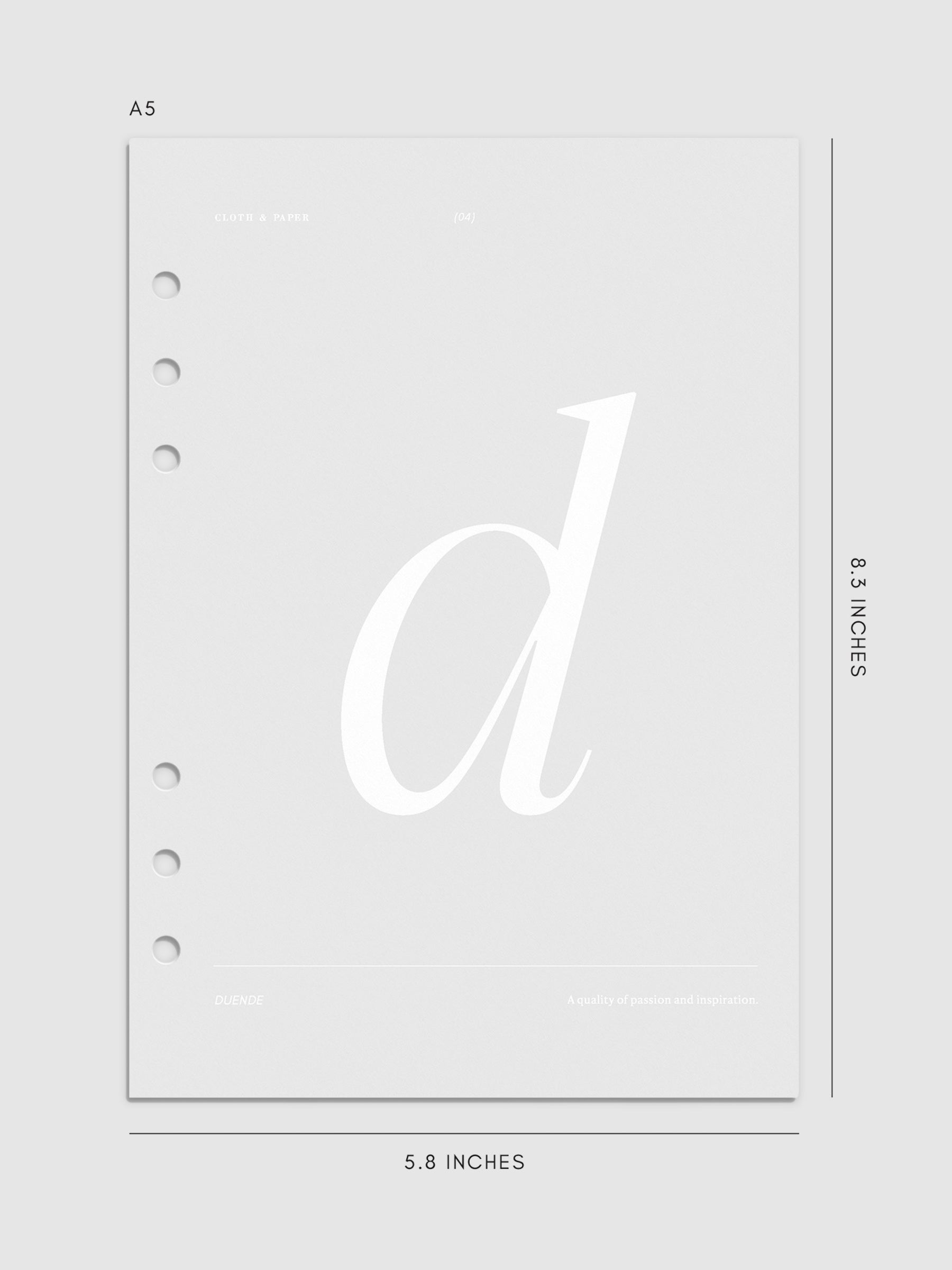 Monogram Vellum Planner Dashboard D in A5 displayed on a neutral background. 