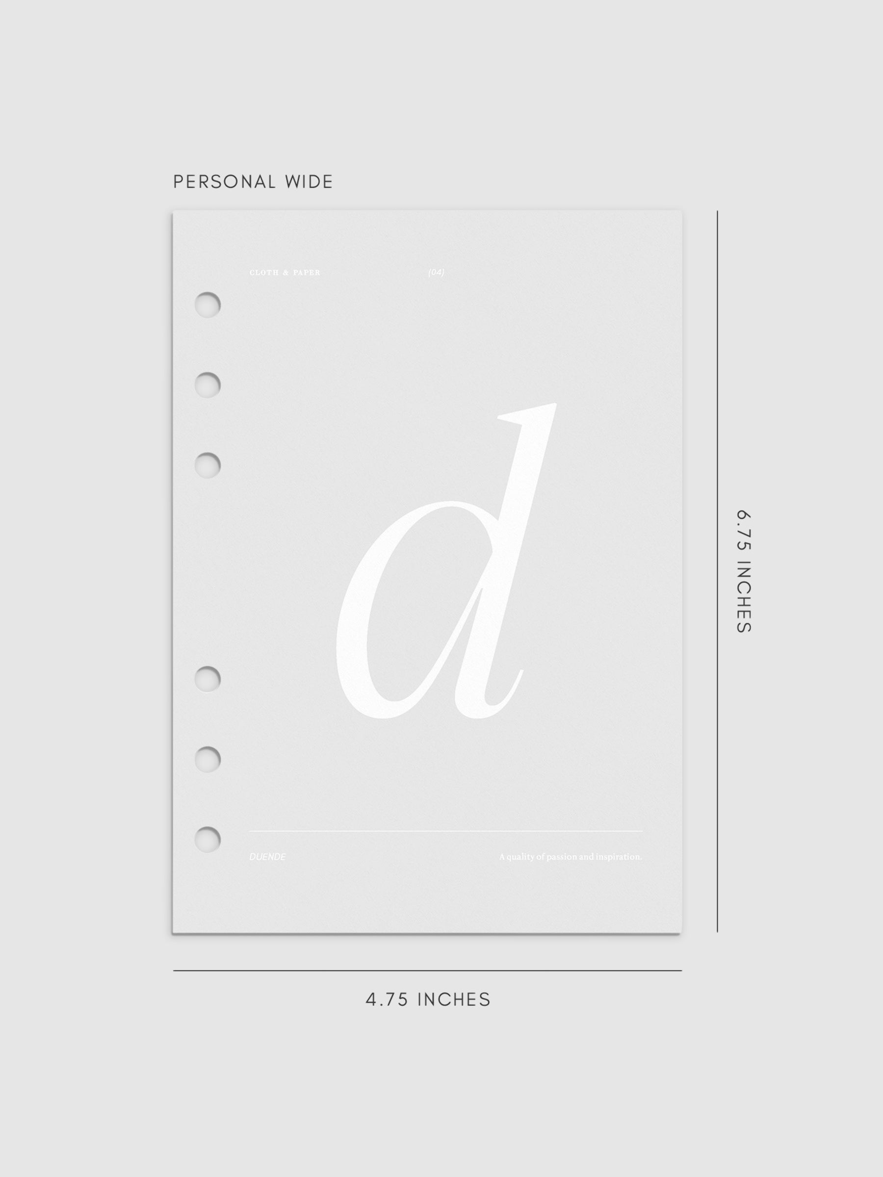 Monogram Vellum Planner Dashboard D in Personal Wide displayed on a neutral background. 