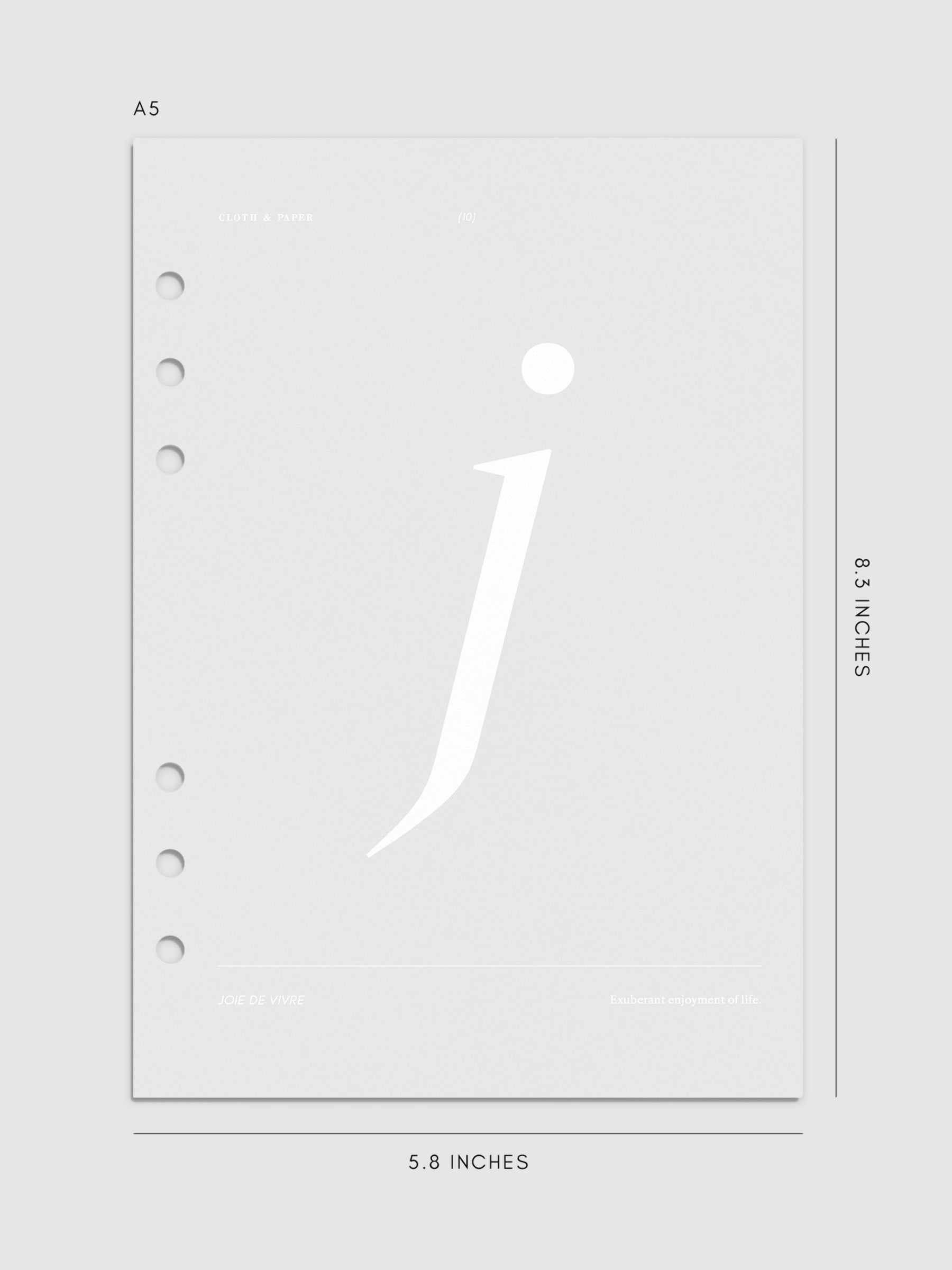 Monogram Vellum Planner Dashboard J in A5 displayed on a neutral background. 