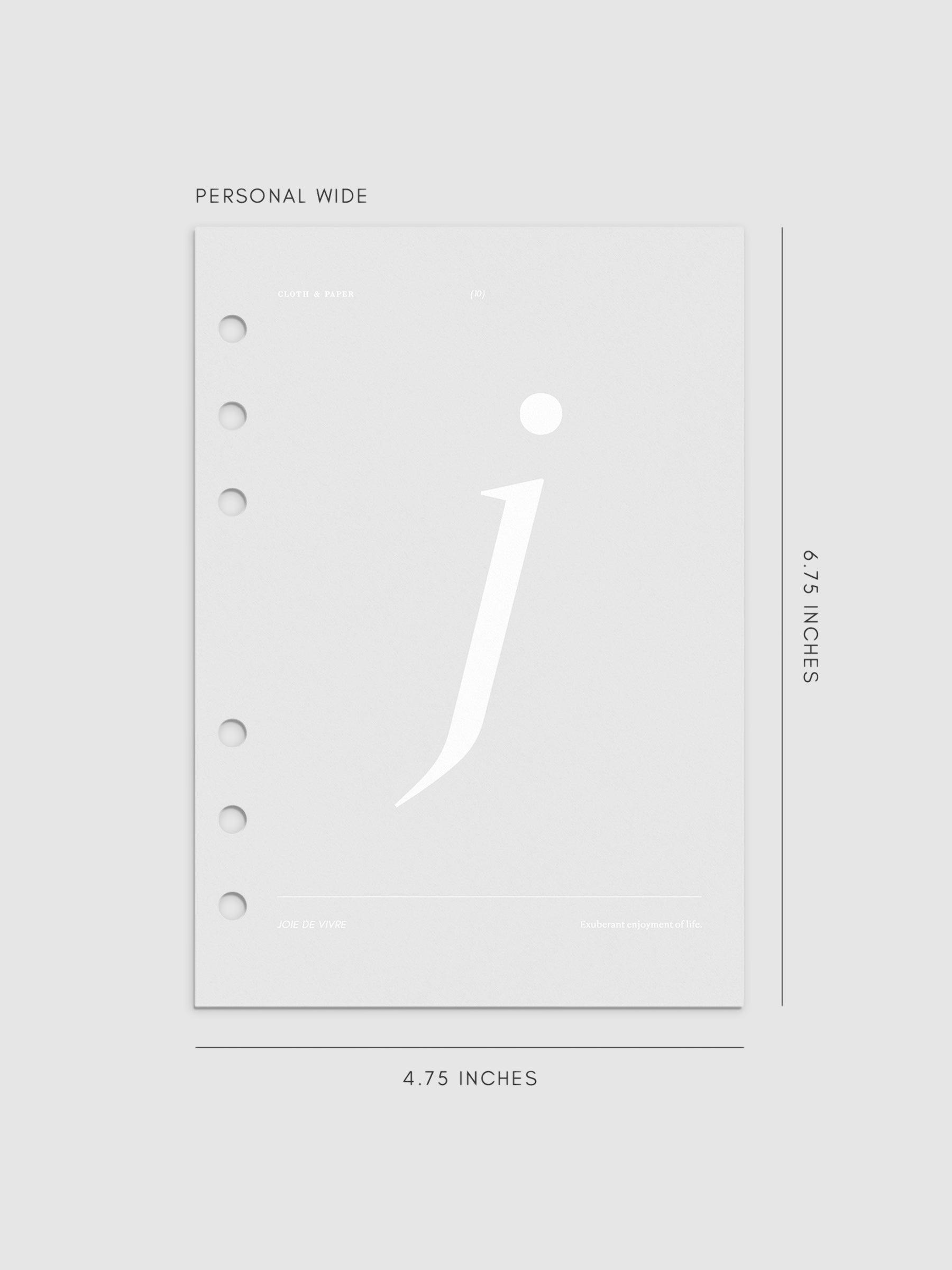 Monogram Vellum Planner Dashboard J in Personal Wide displayed on a neutral background. 