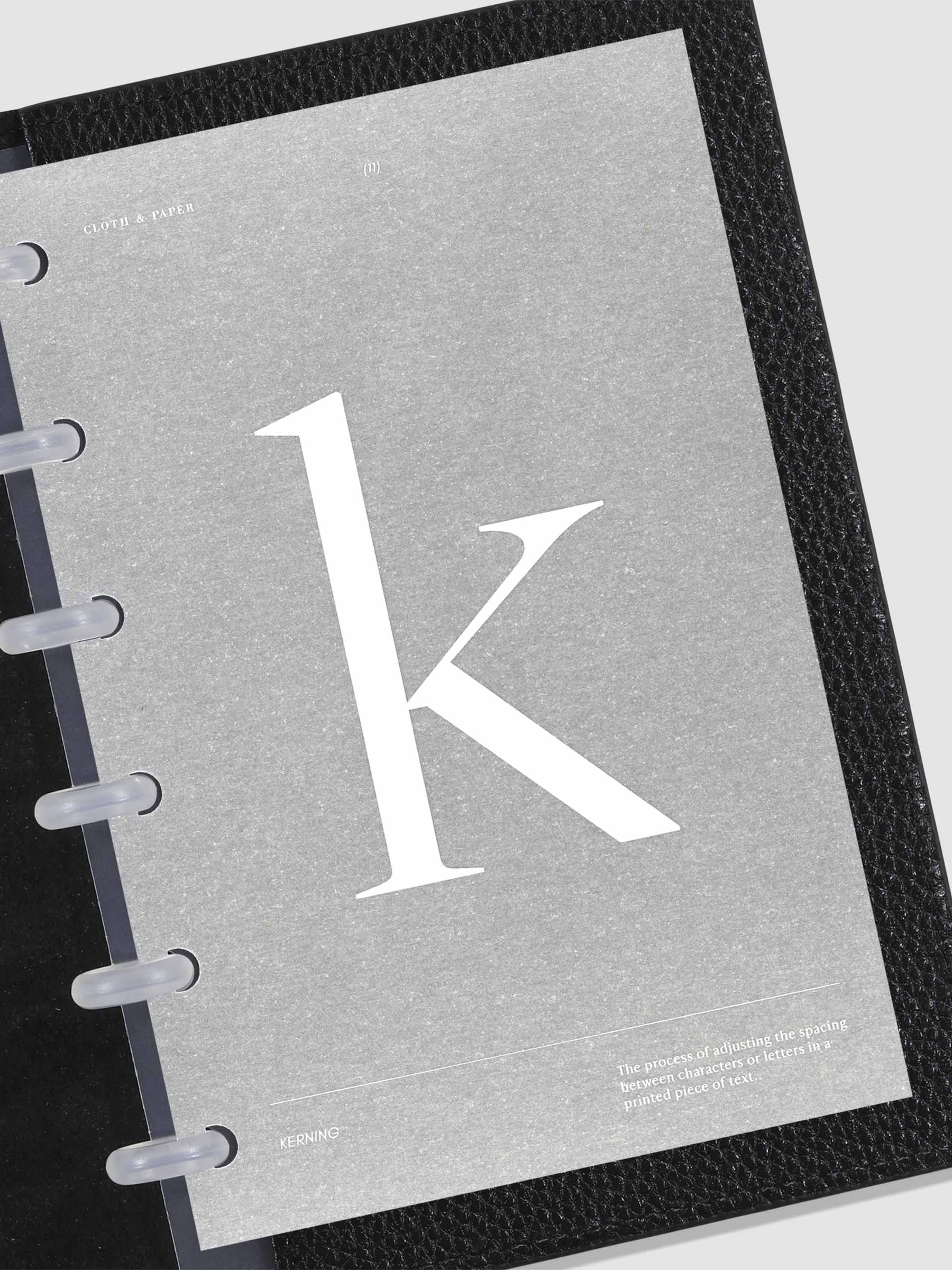 Monogram Vellum Planner Dashboard K in use in a leather planner.
