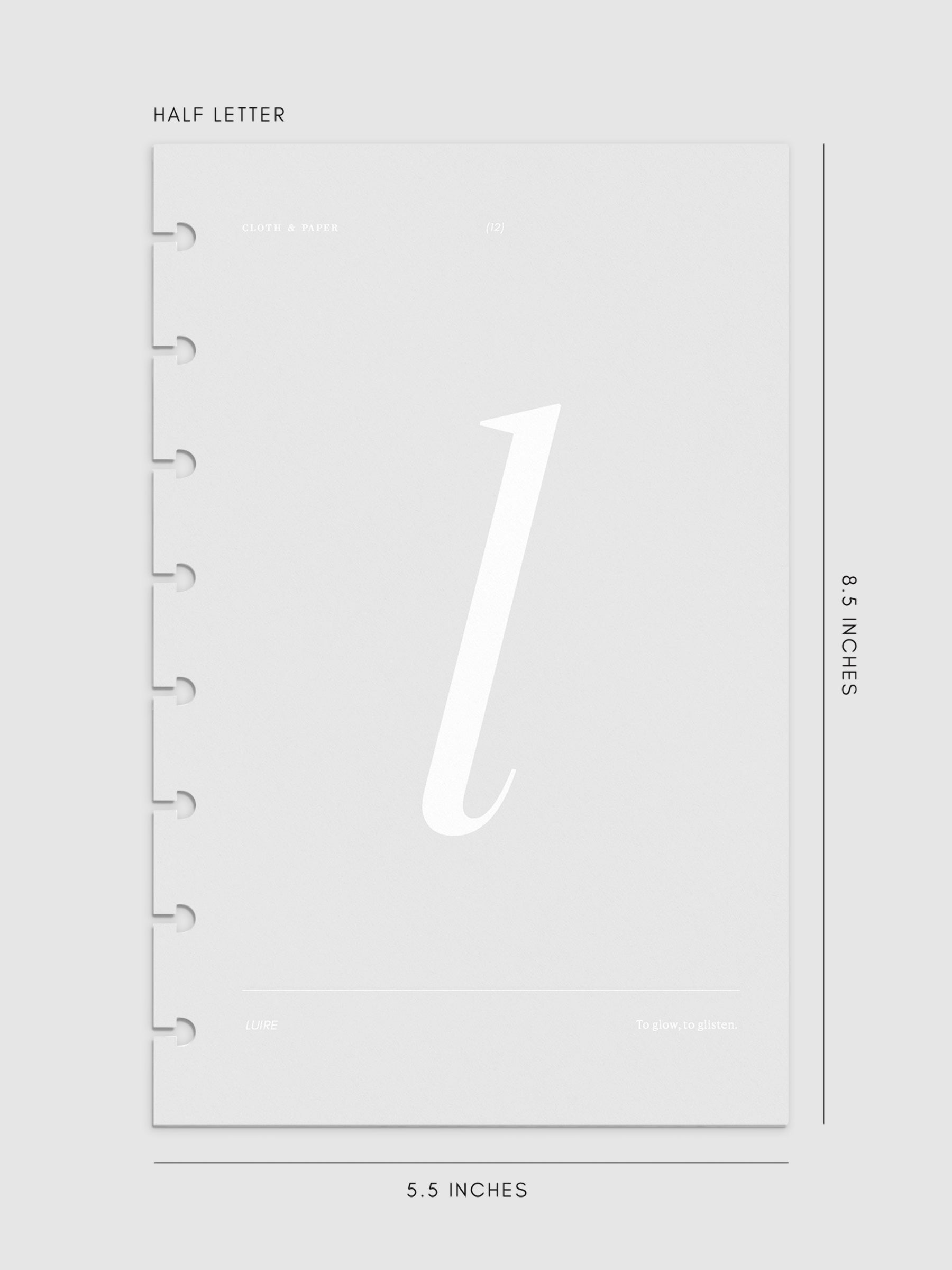 Monogram Vellum Planner Dashboard L in Half Letter displayed on a neutral background. 
