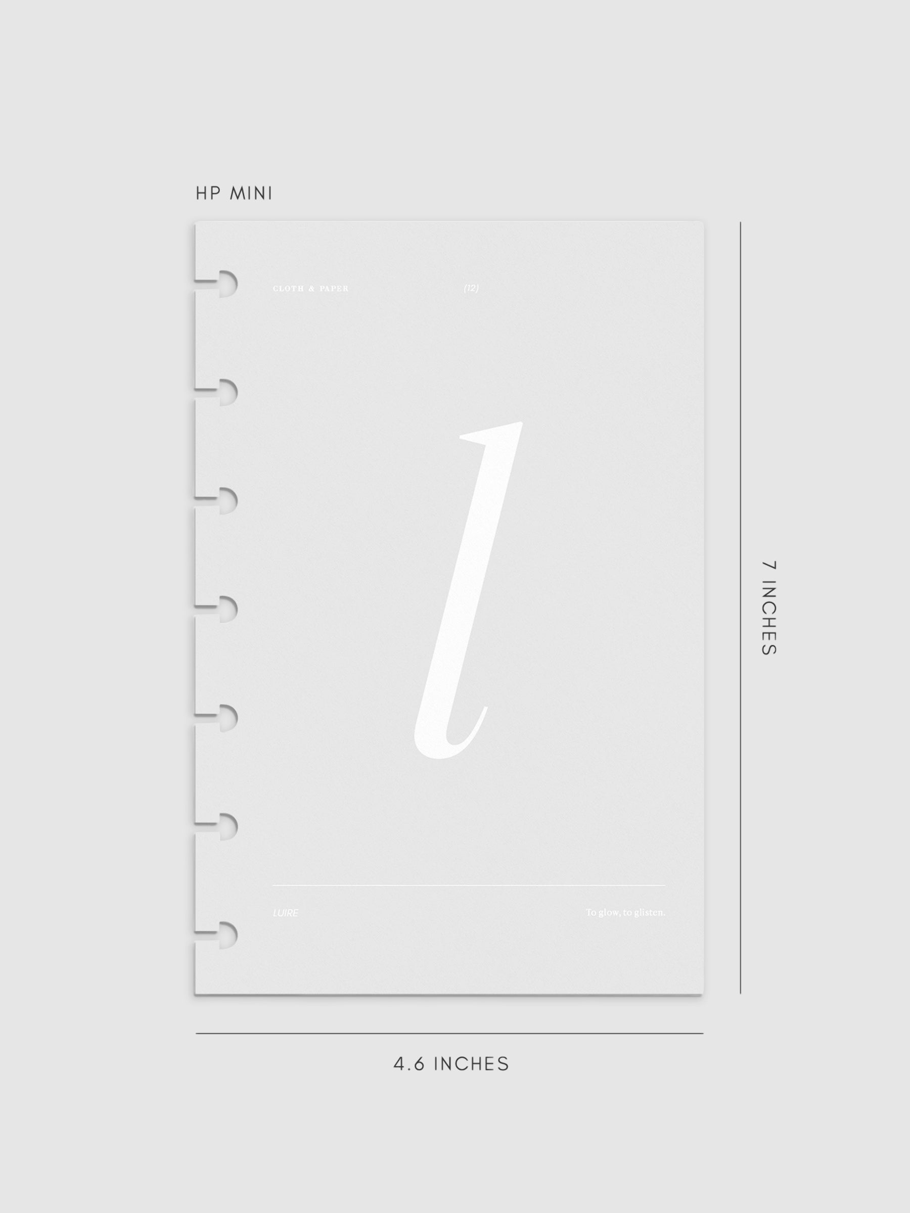 Monogram Vellum Planner Dashboard L  in HP Mini displayed on a neutral background. 