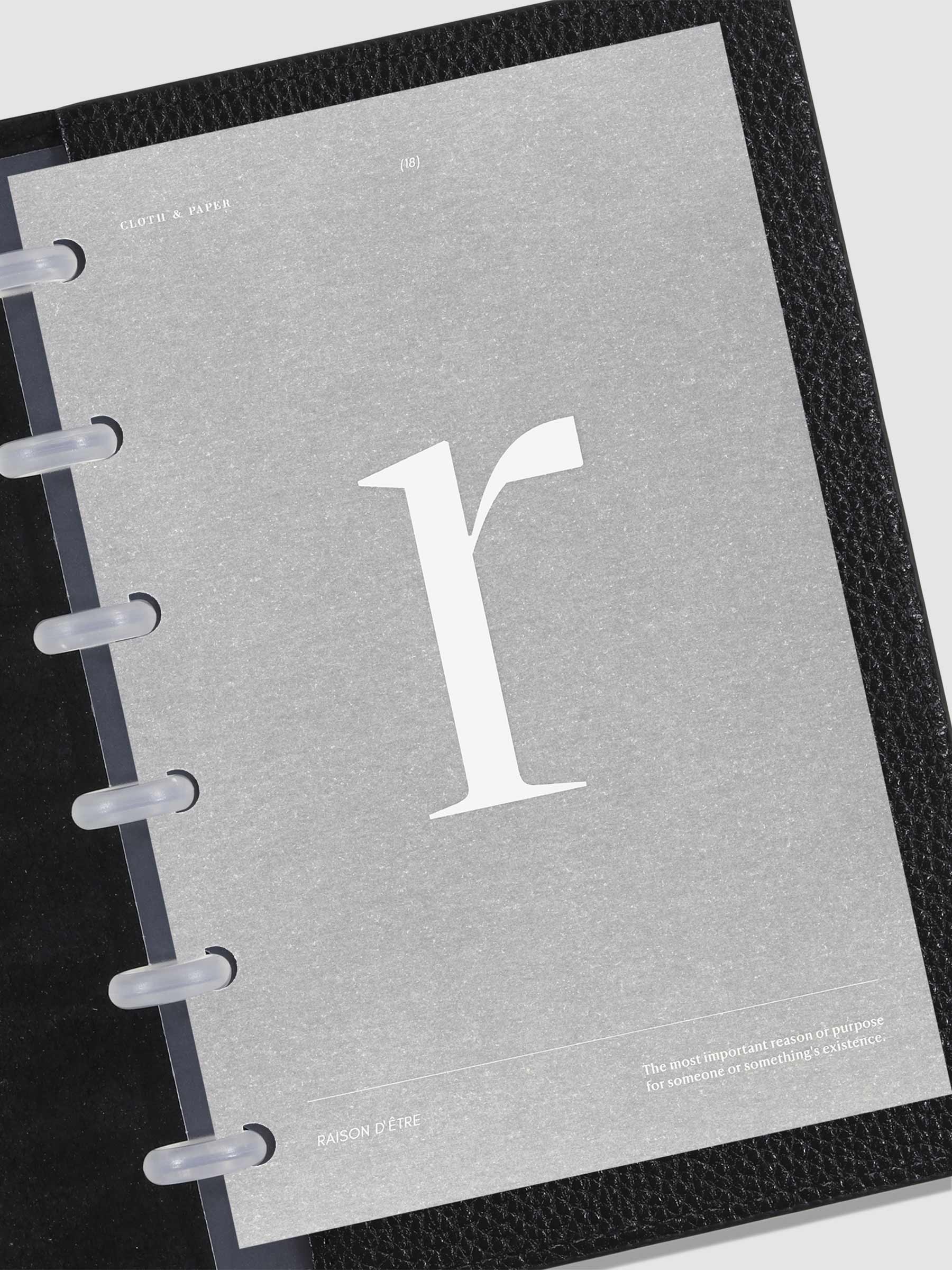 Monogram Vellum Planner Dashboard R in use in a leather planner.