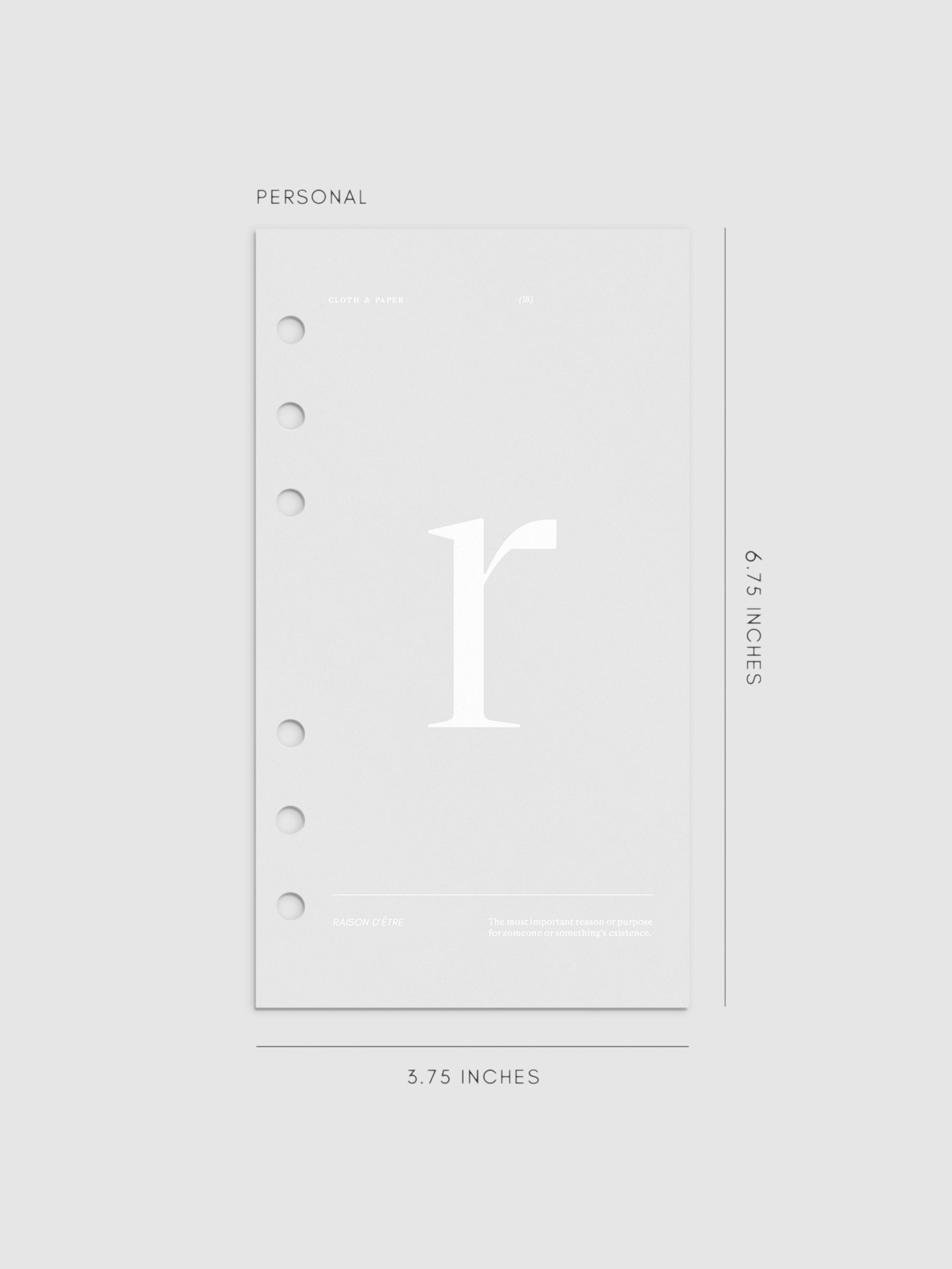 Monogram Vellum Planner Dashboard R in A6 displayed on a neutral background. 