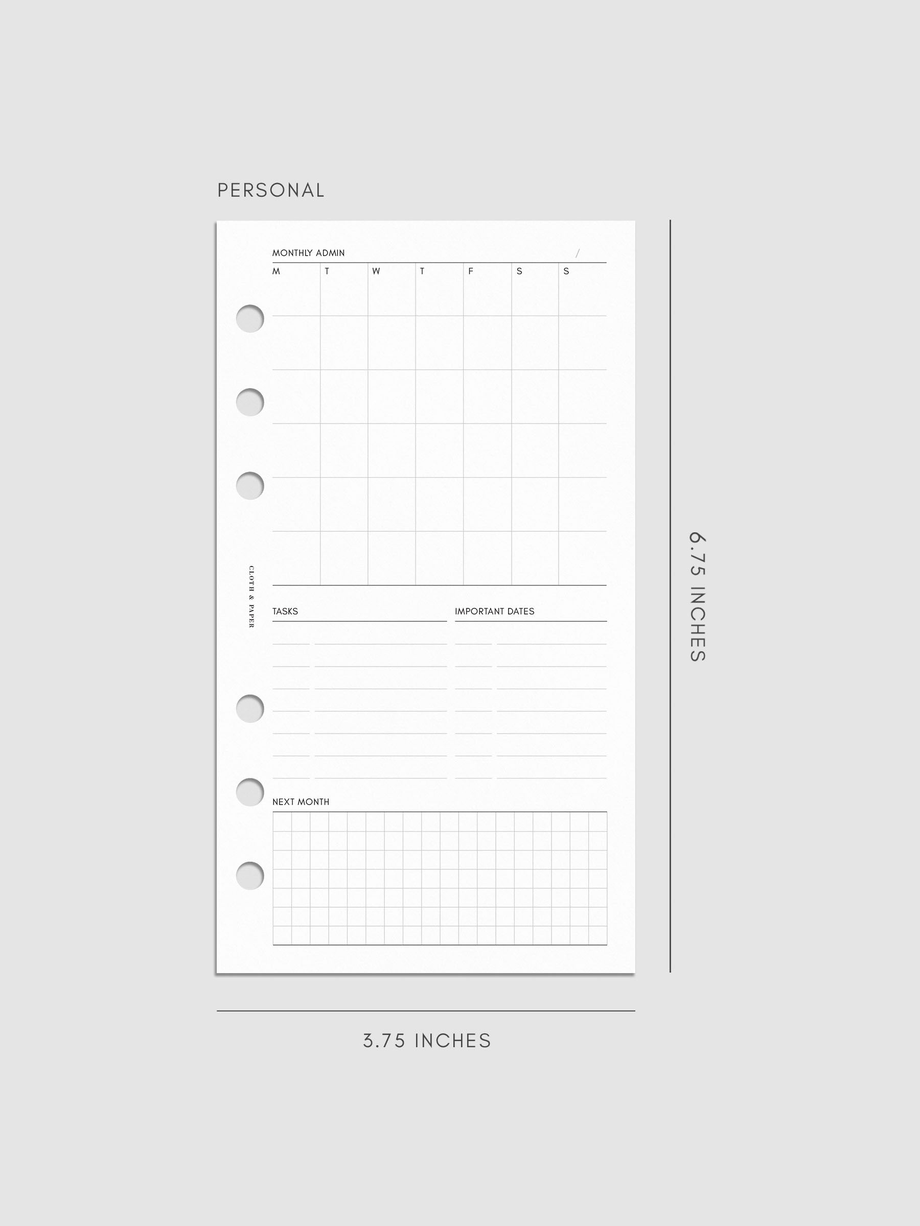 Digital mockup of inserts in Personal.