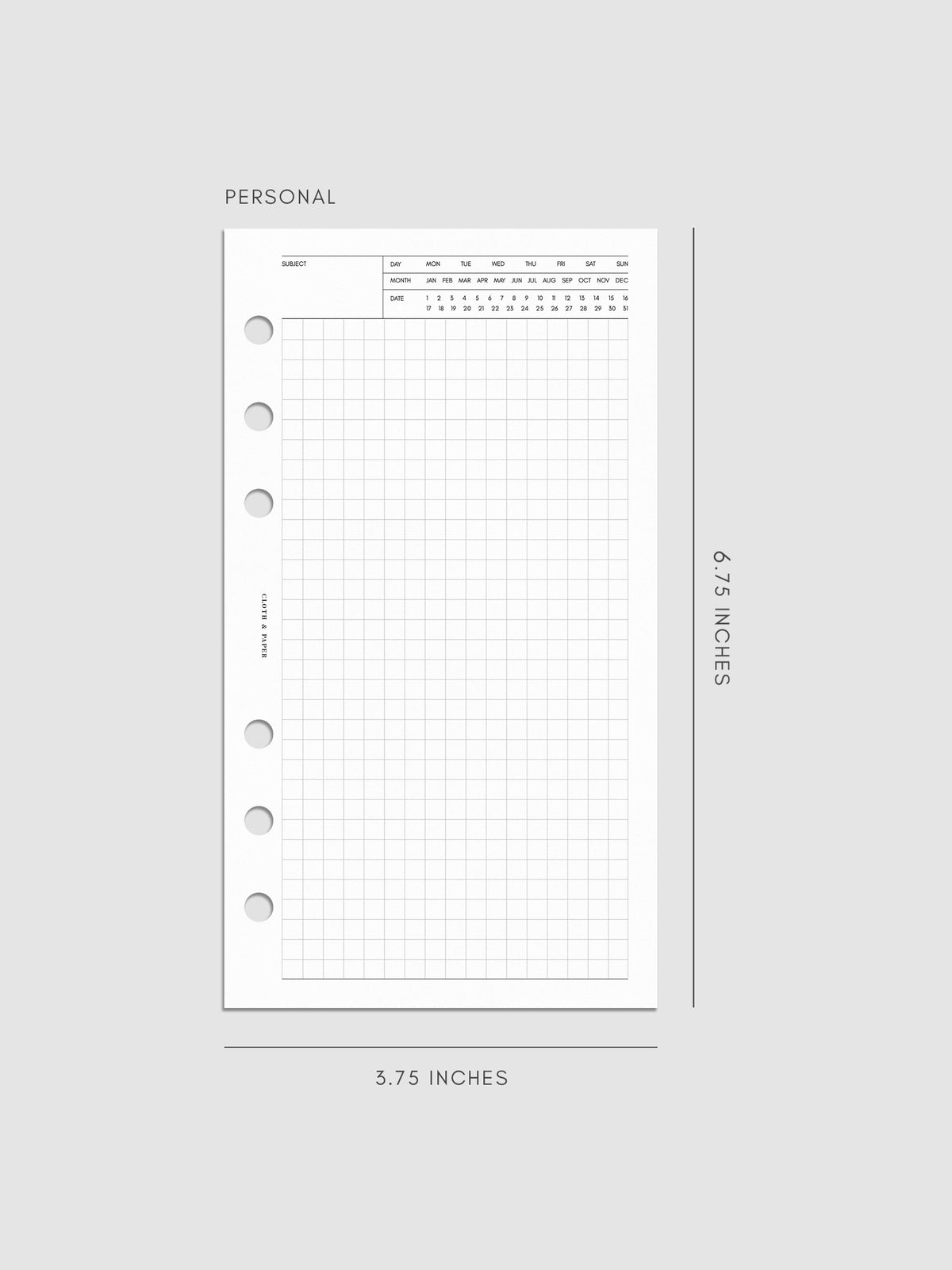 Executive Note Planner Inserts | Graph Paper | Cloth & Paper