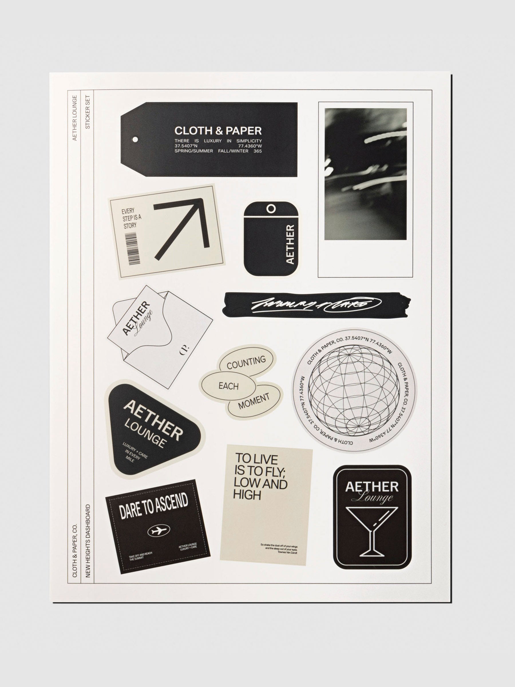 Sticker sheet displayed on a neutral background. Size shown is HP Classic.