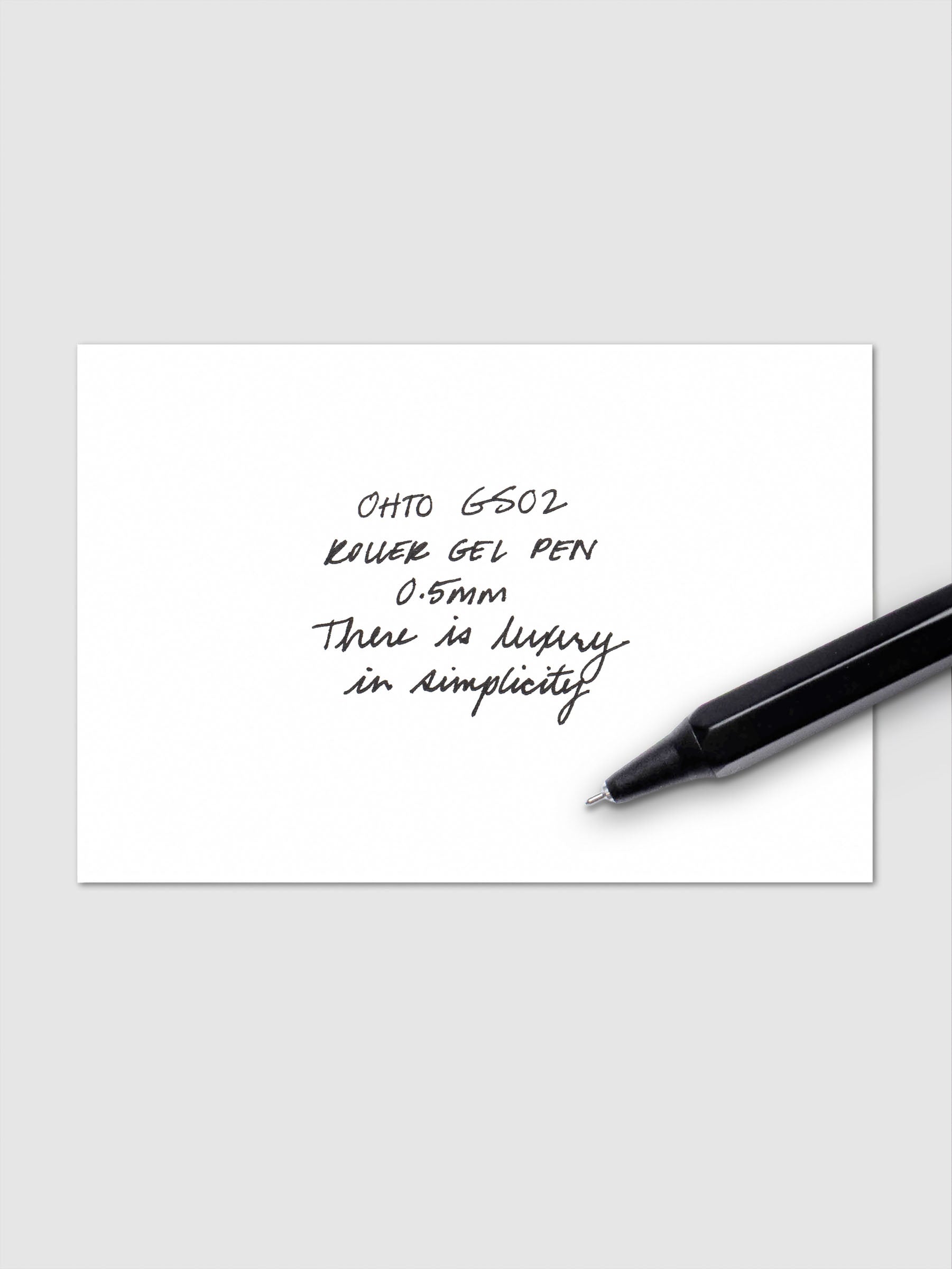 Writing sample for the Black OHTO Roller Gel Pen in 0.5mm nib.