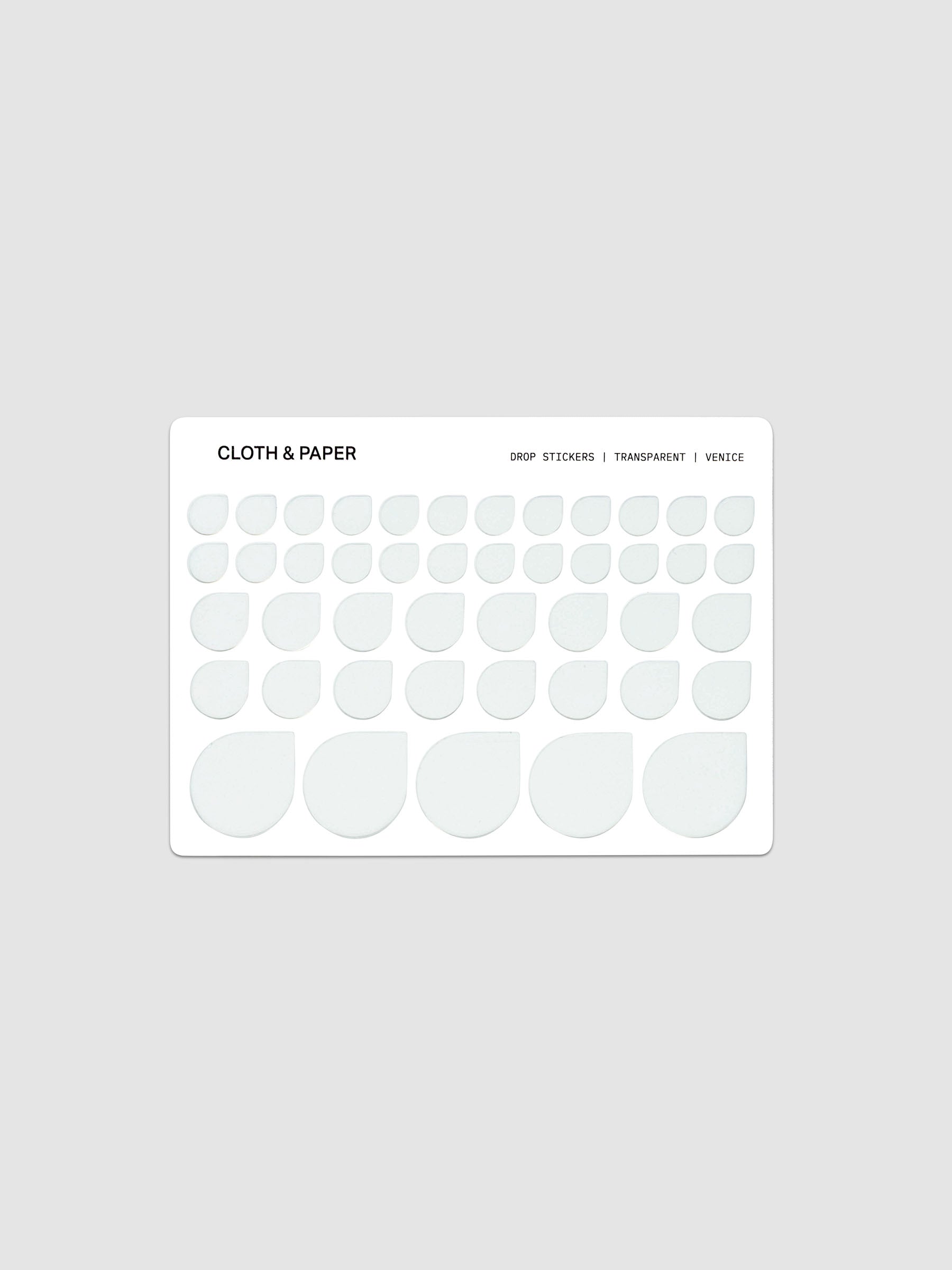 One sheet of Transparent Drop Stickers | Venice (light Blue)