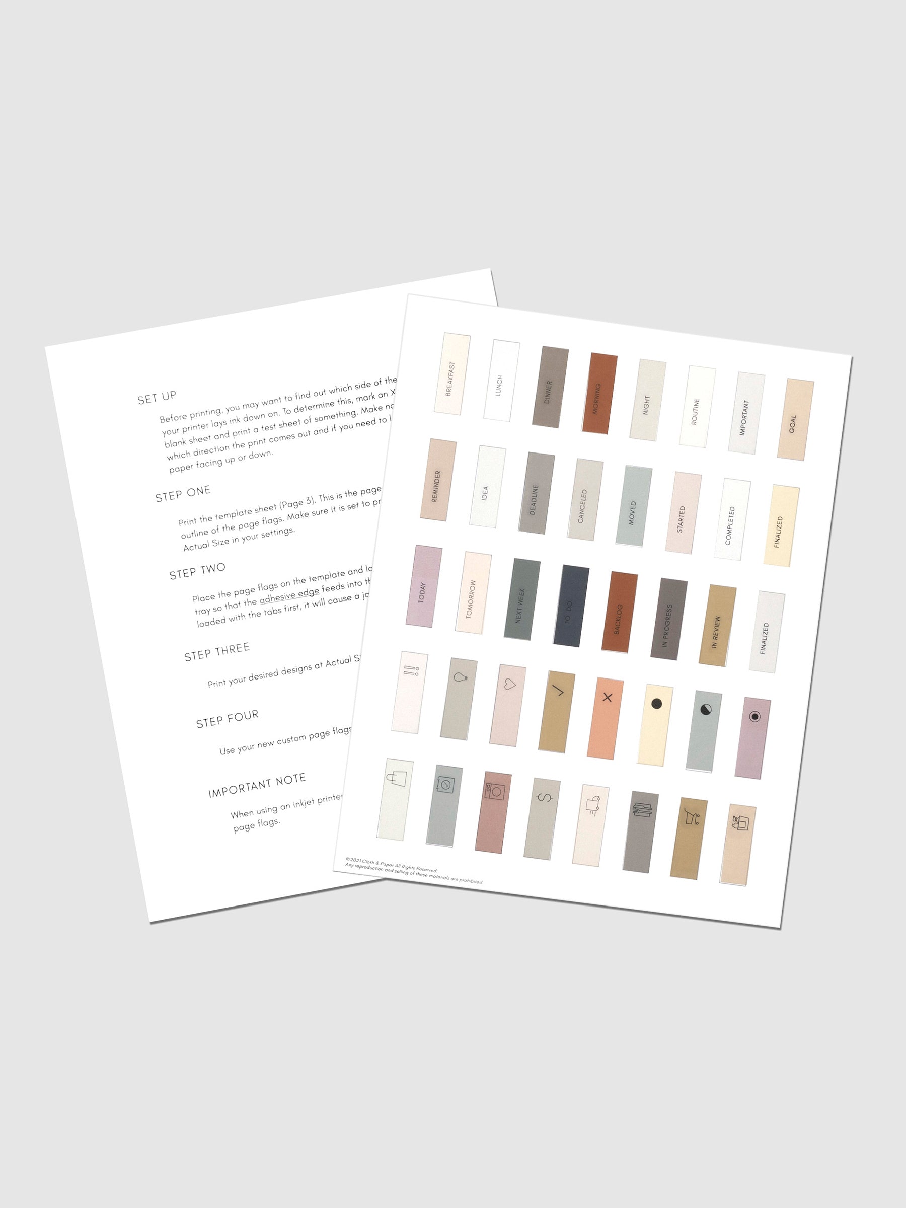 Page Flag Printable | Admin page with page flags adhered to it and printed on.