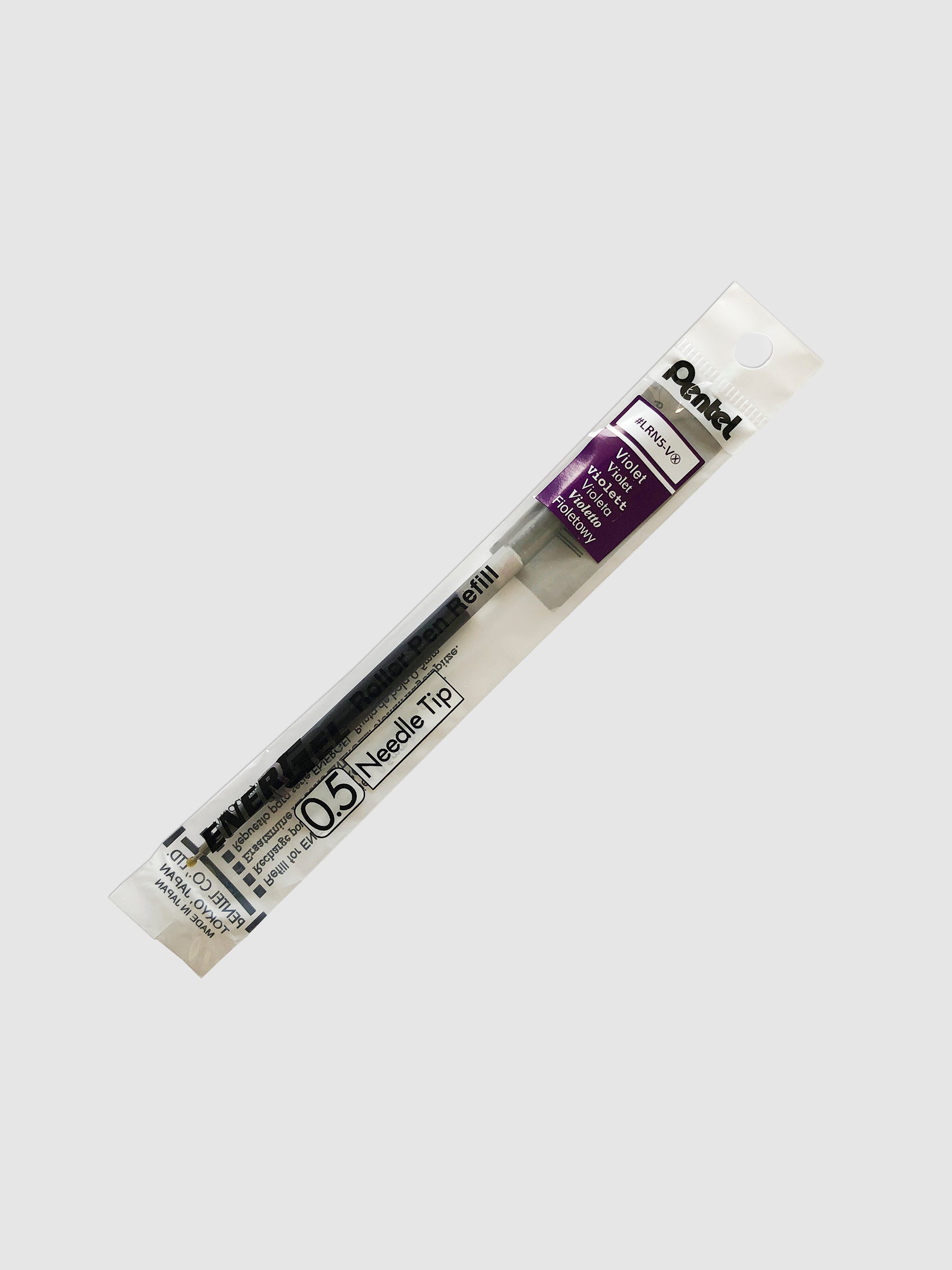 Pentel Energel Refill | Black | Cloth & Paper. Ink refill shown in its packaging tilted to the right on a neutral background.