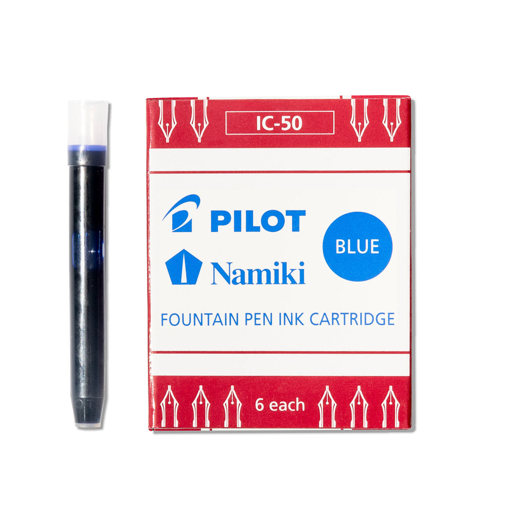 One ink cartridge displayed next to its packaging on a white background. Color shown is blue. 