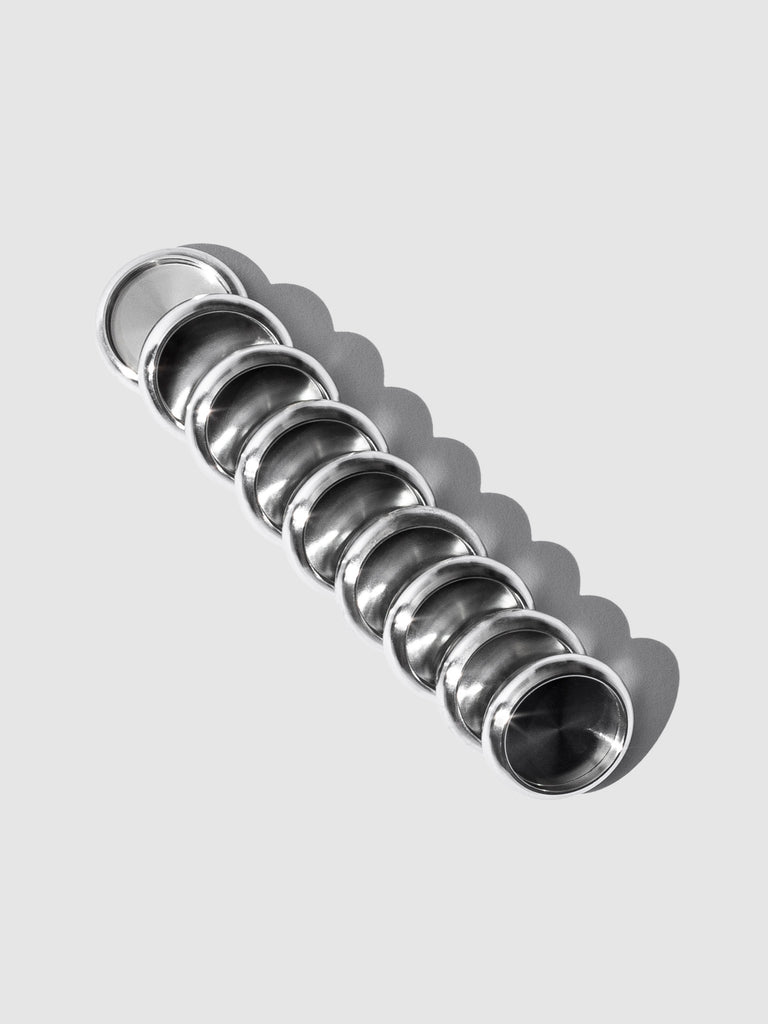 Planner Discs, 0.75 Inch, Cloth and Paper. Discs tilted on left displayed on a neutral background.