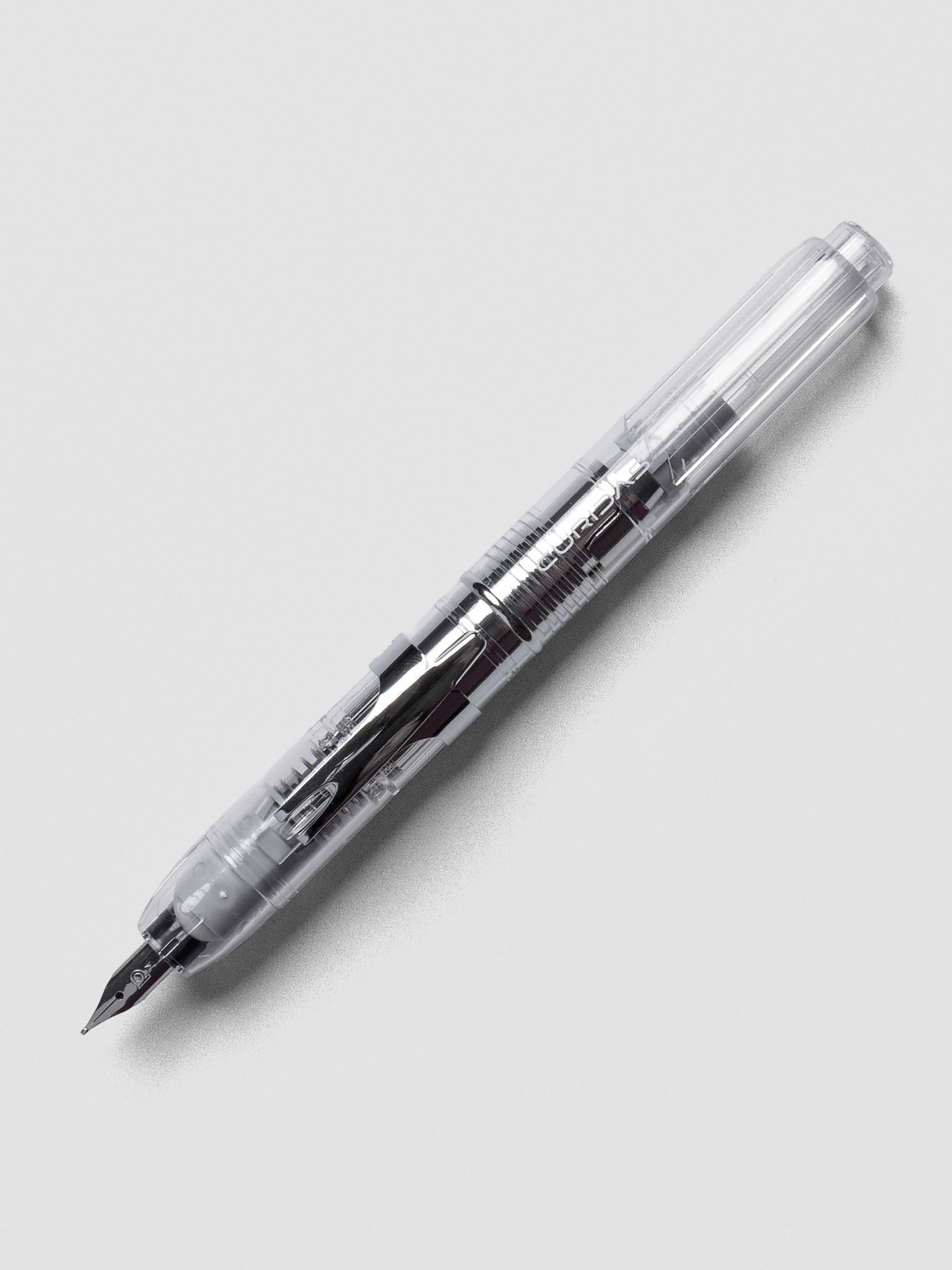 Platinum Curidas Fountain Pen in Prism Crystal with medium nib, capped view.