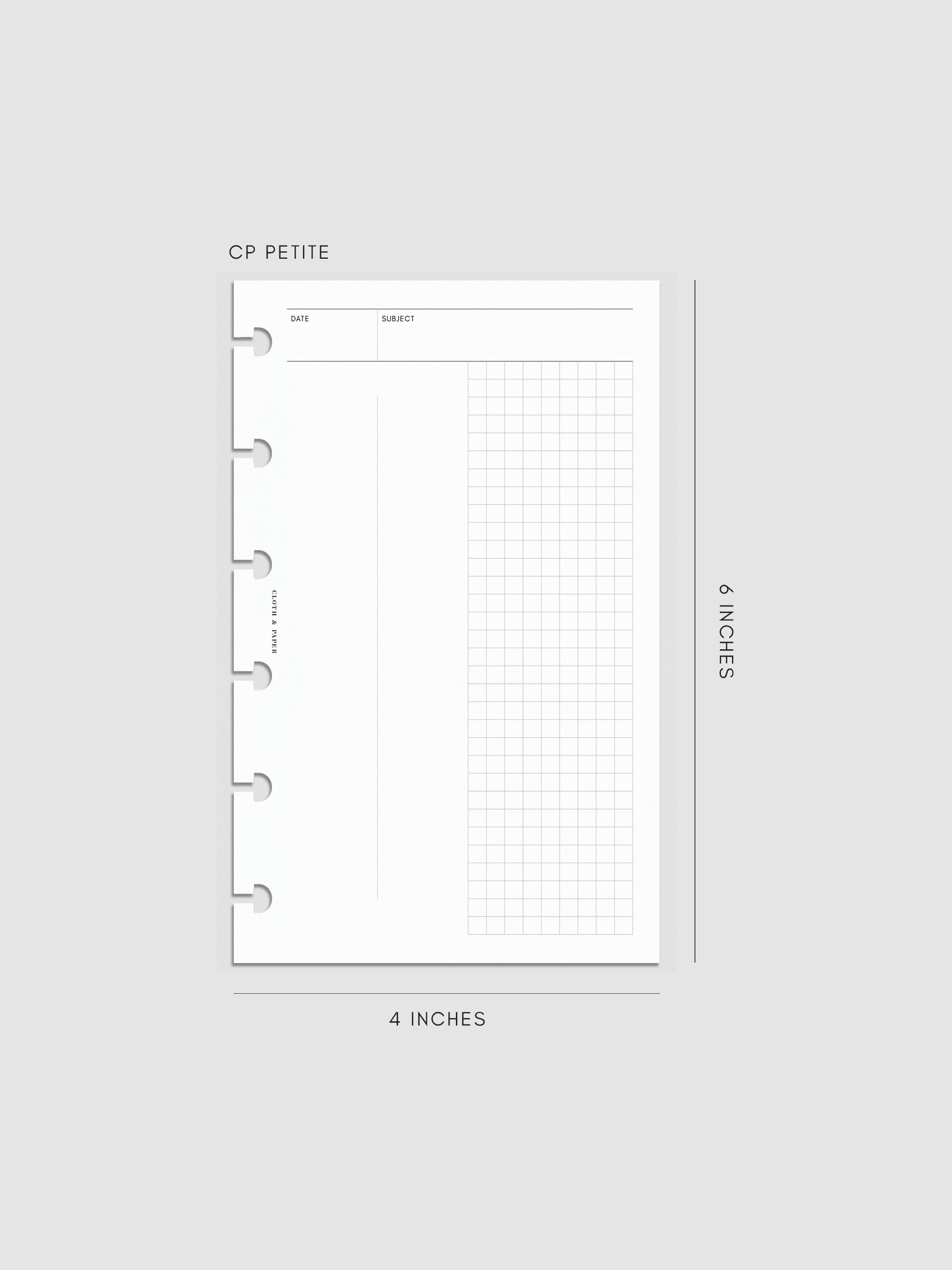 CP Petite Process Notes Insert mockup with clean, versatile grid design.