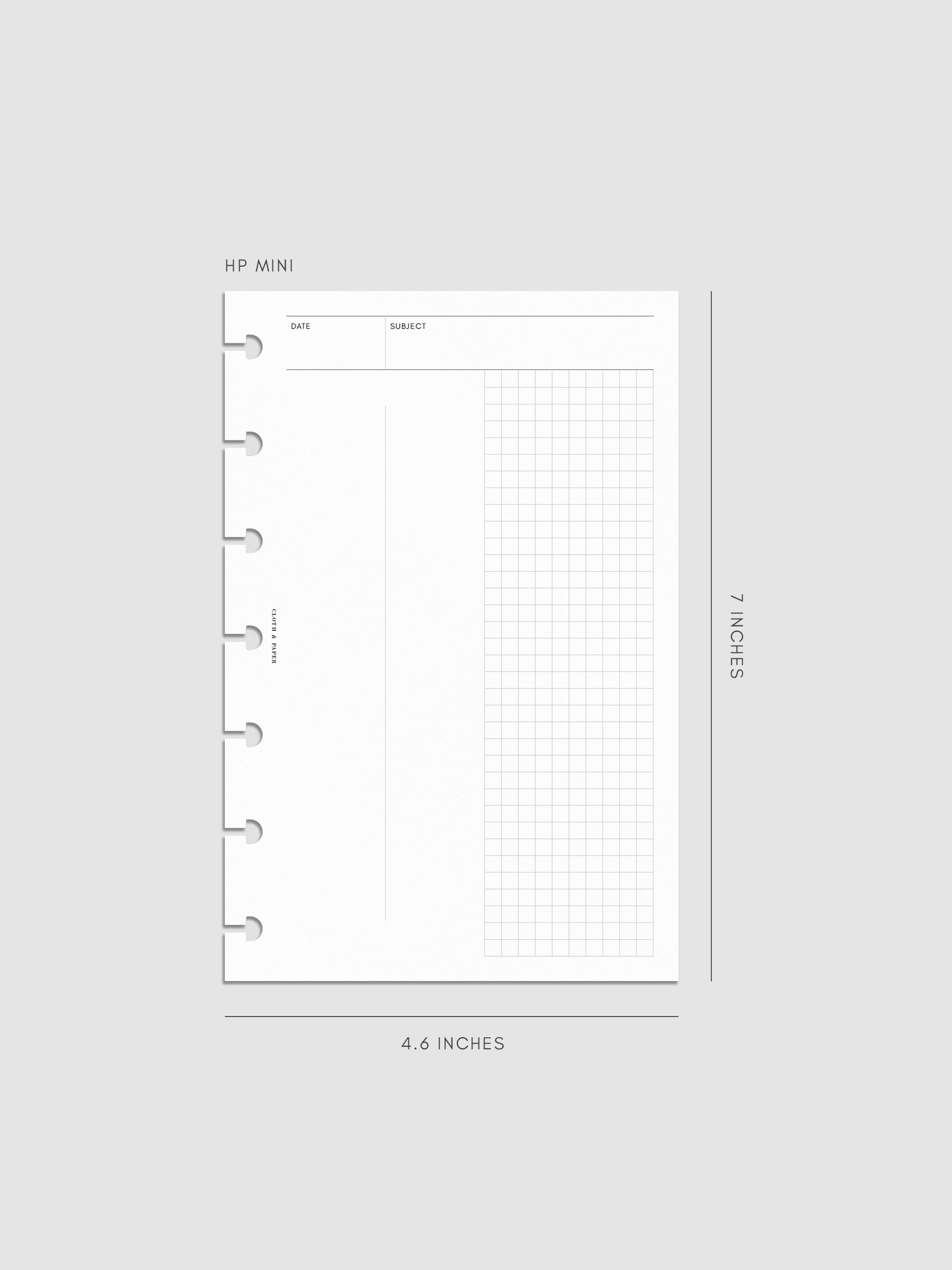 HP Mini Process Notes Insert mockup with structured page design.