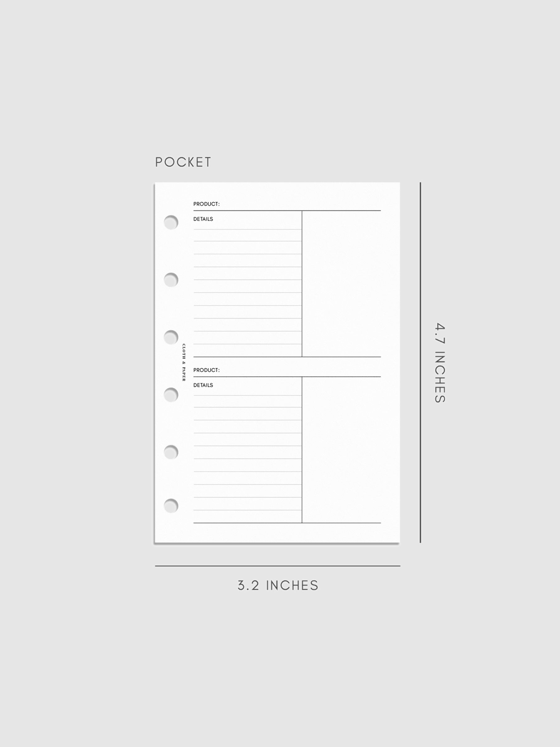 Digital mockup of inserts in Pocket sizing.
