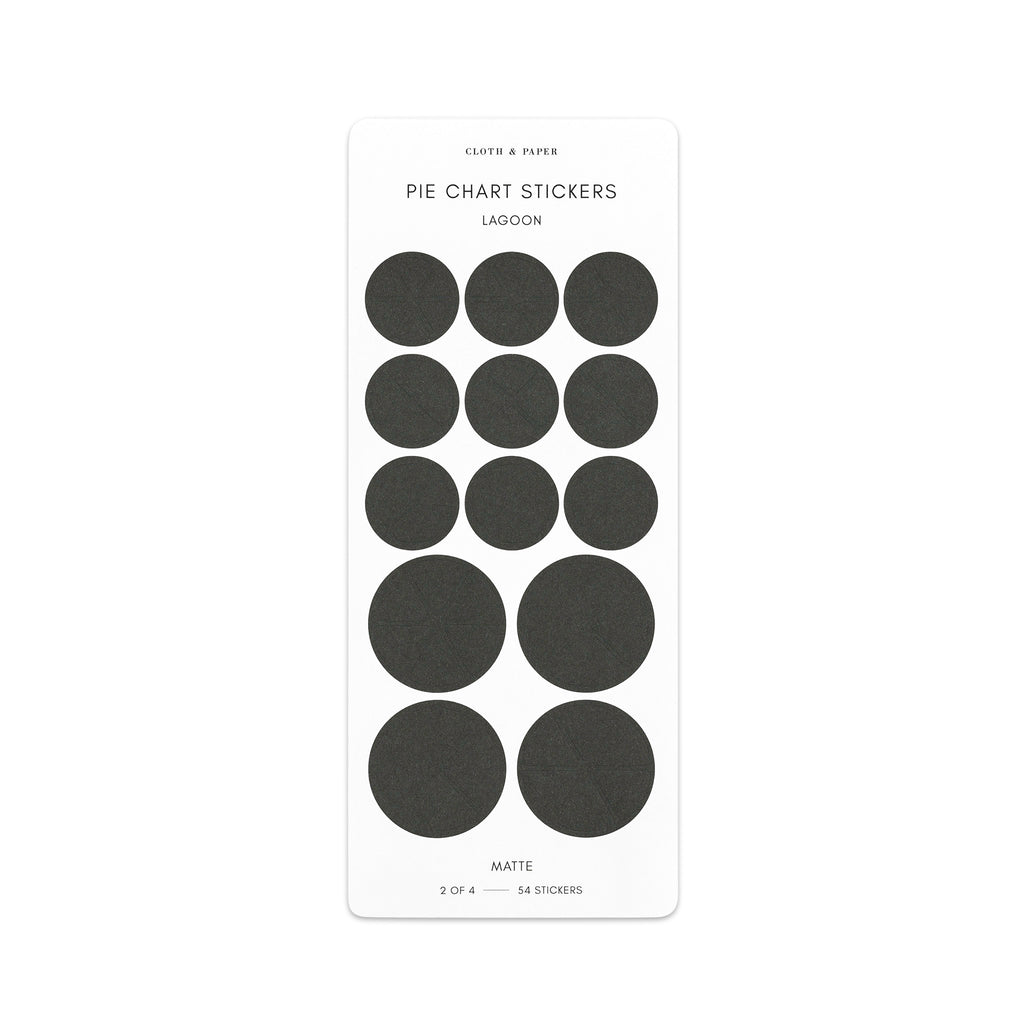 Pie chart stickers in lagoon black coloring.
