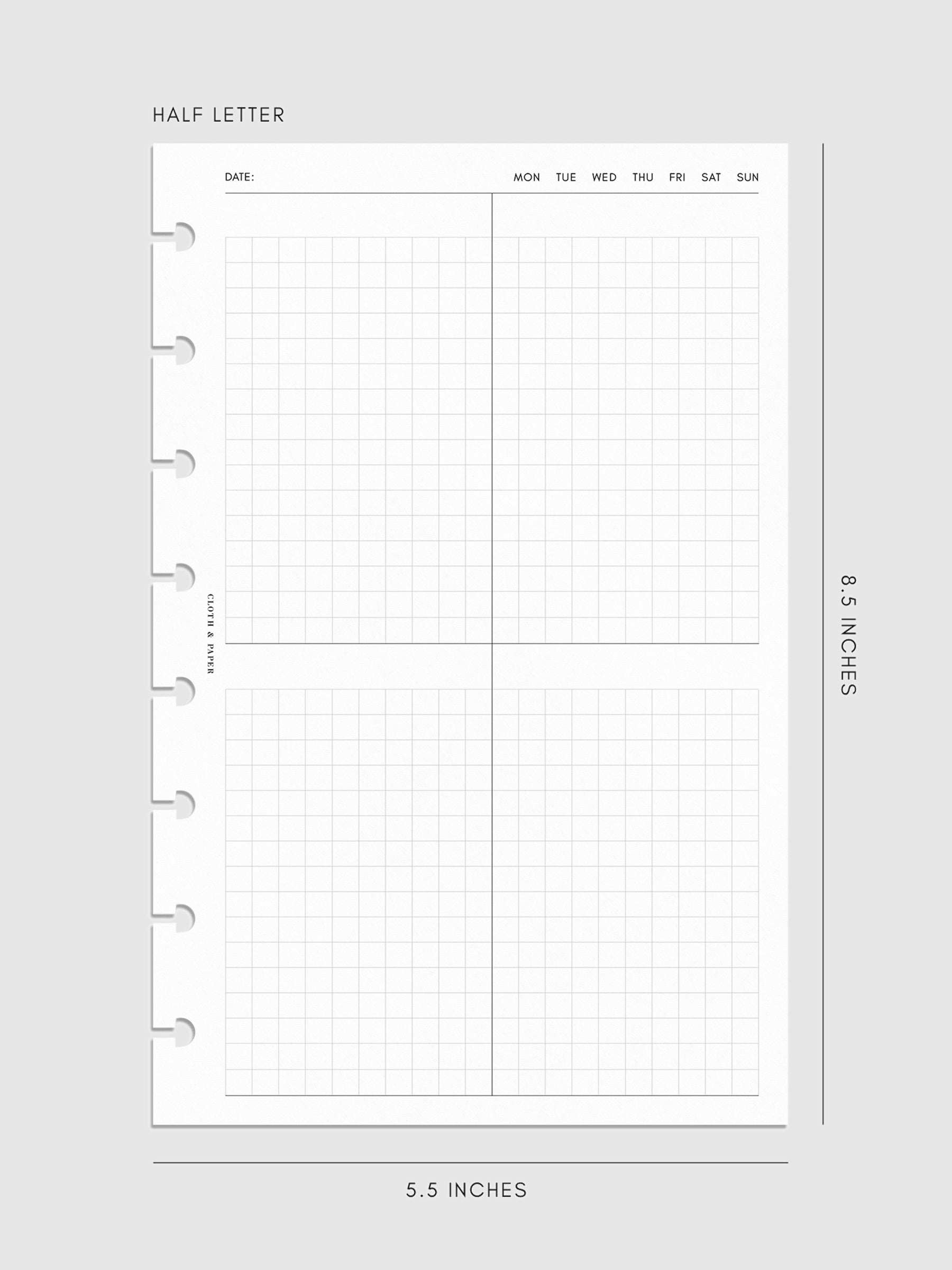 Digital mockup of inserts in Half Letter.