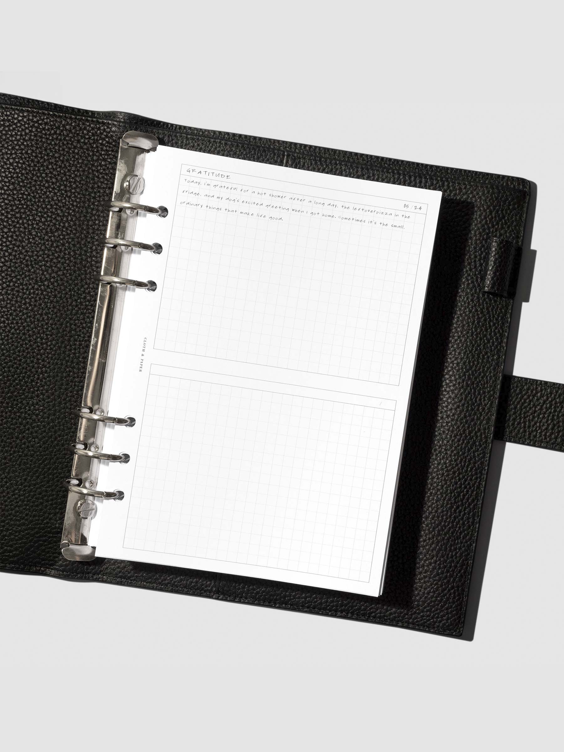 Insert in use inside a black leather