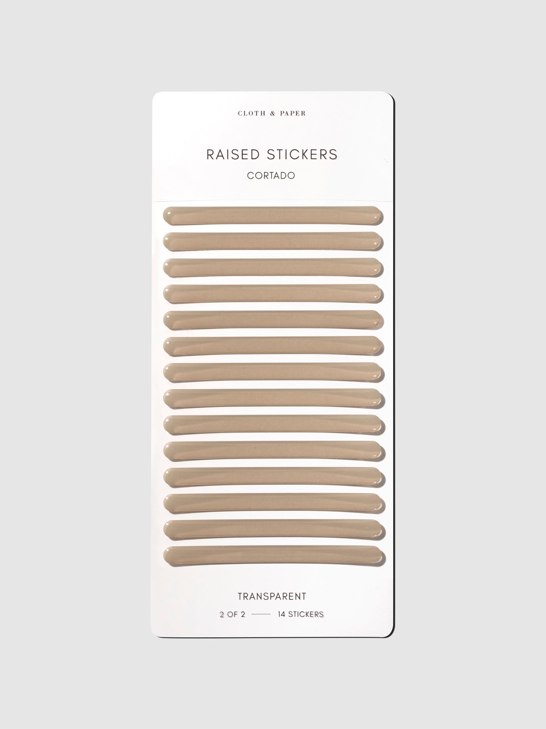 Bar stickers displayed on a neutral background. Color shown is Cortado.