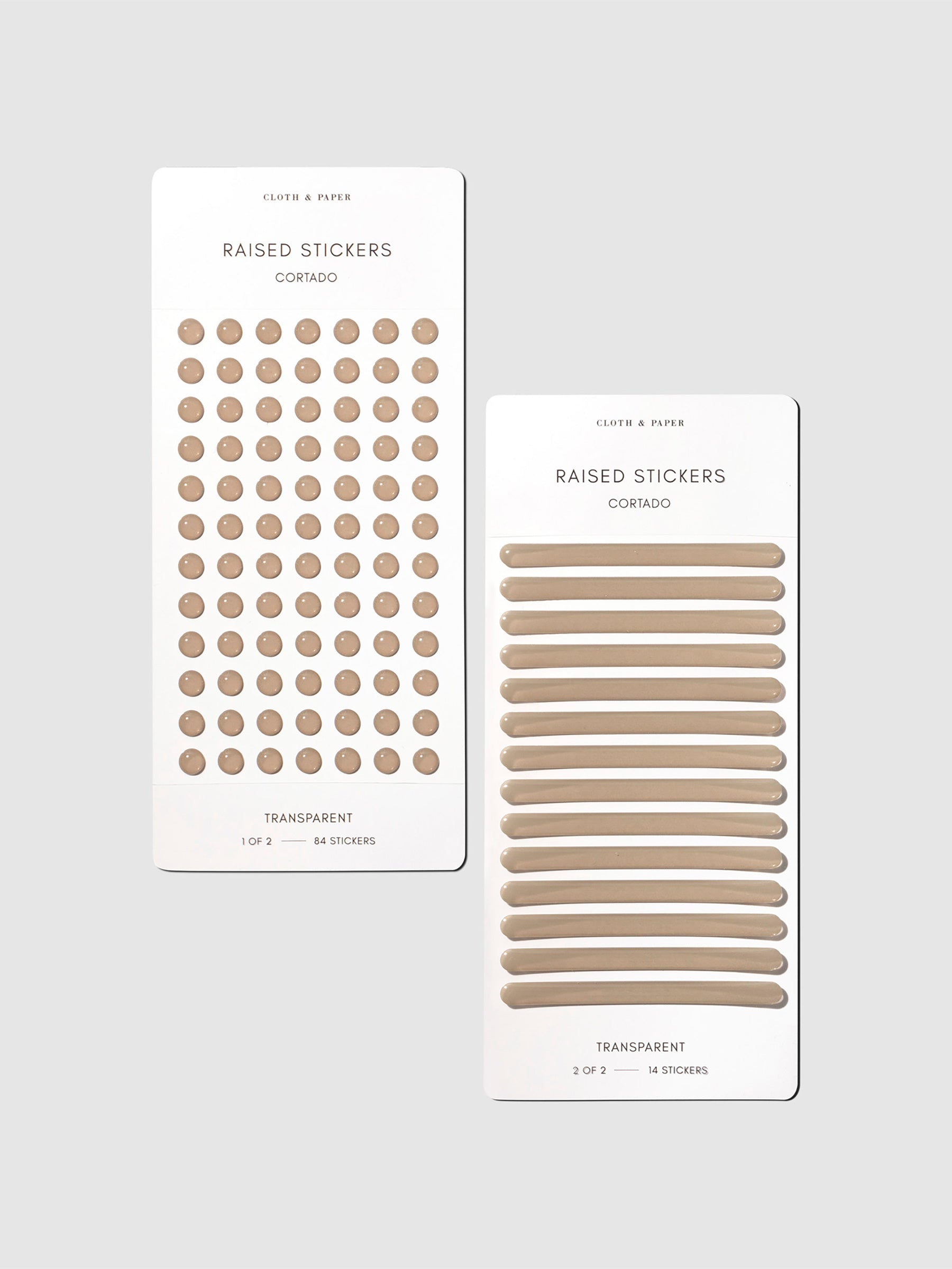 Set of 2 sticker sheets displayed on a neutral background. Color shown is Cortado.