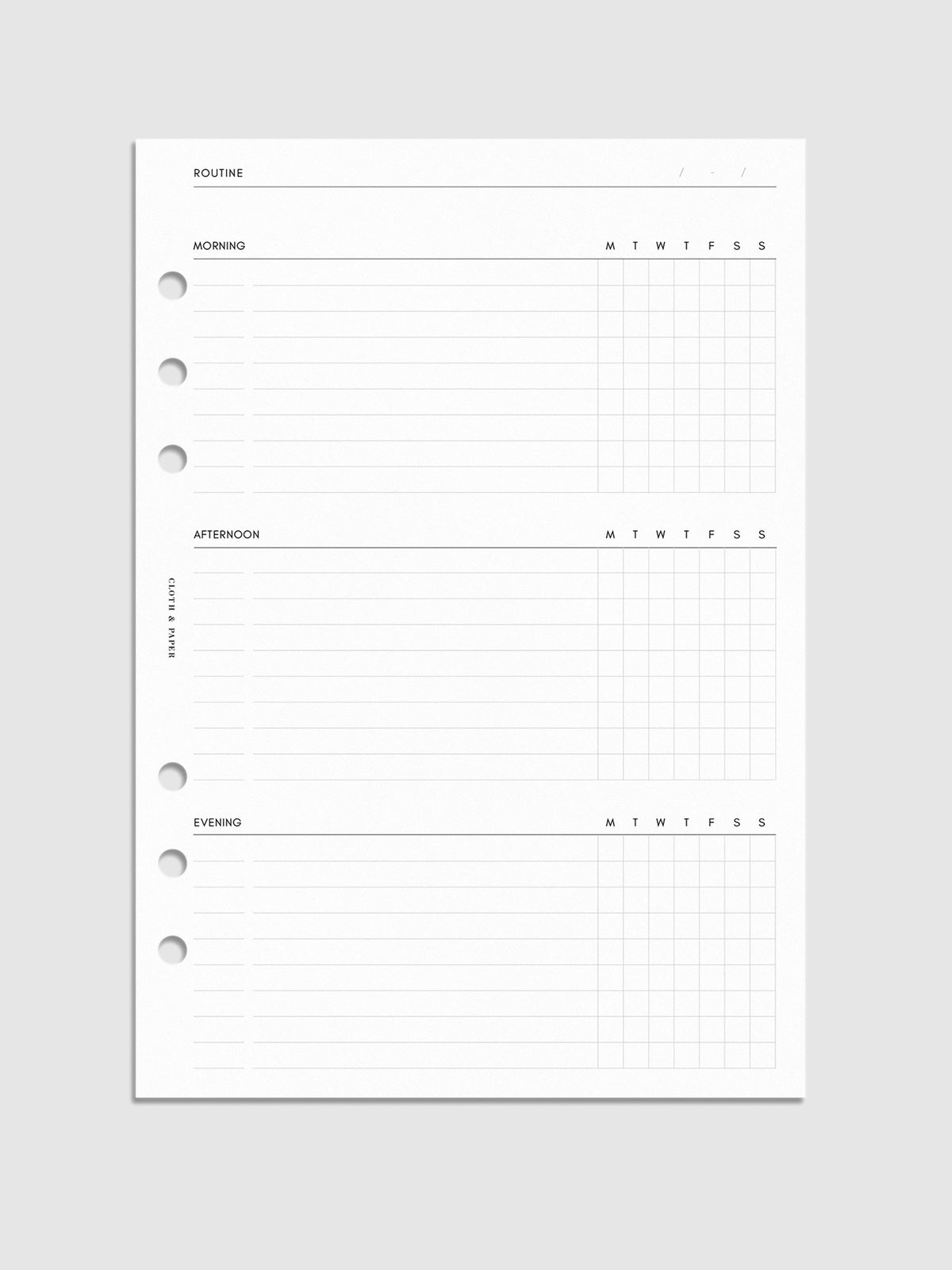 My Routine Builder Routine Builder Planner Inserts | Cloth & Paper