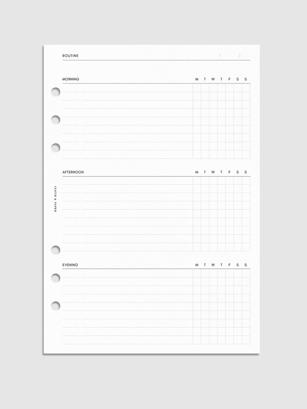 Routine Builder Planner Inserts | Cloth & Paper