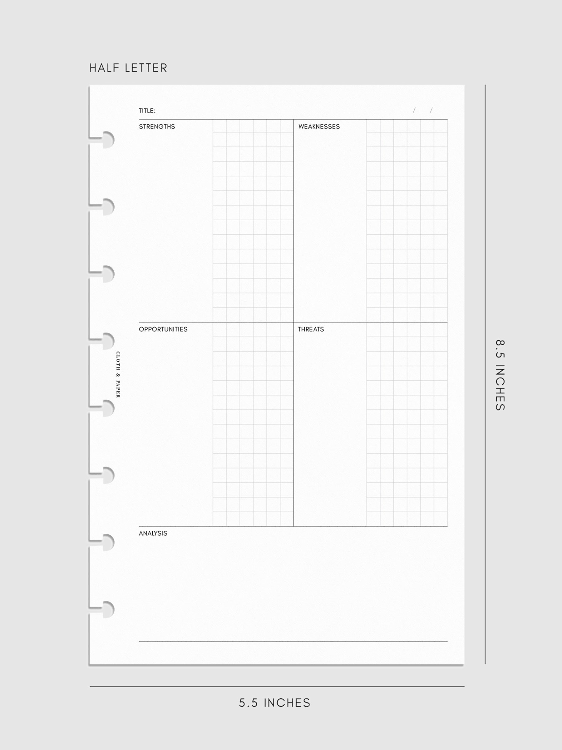 SWOT Analysis Planner Inserts | Refreshed Layout
