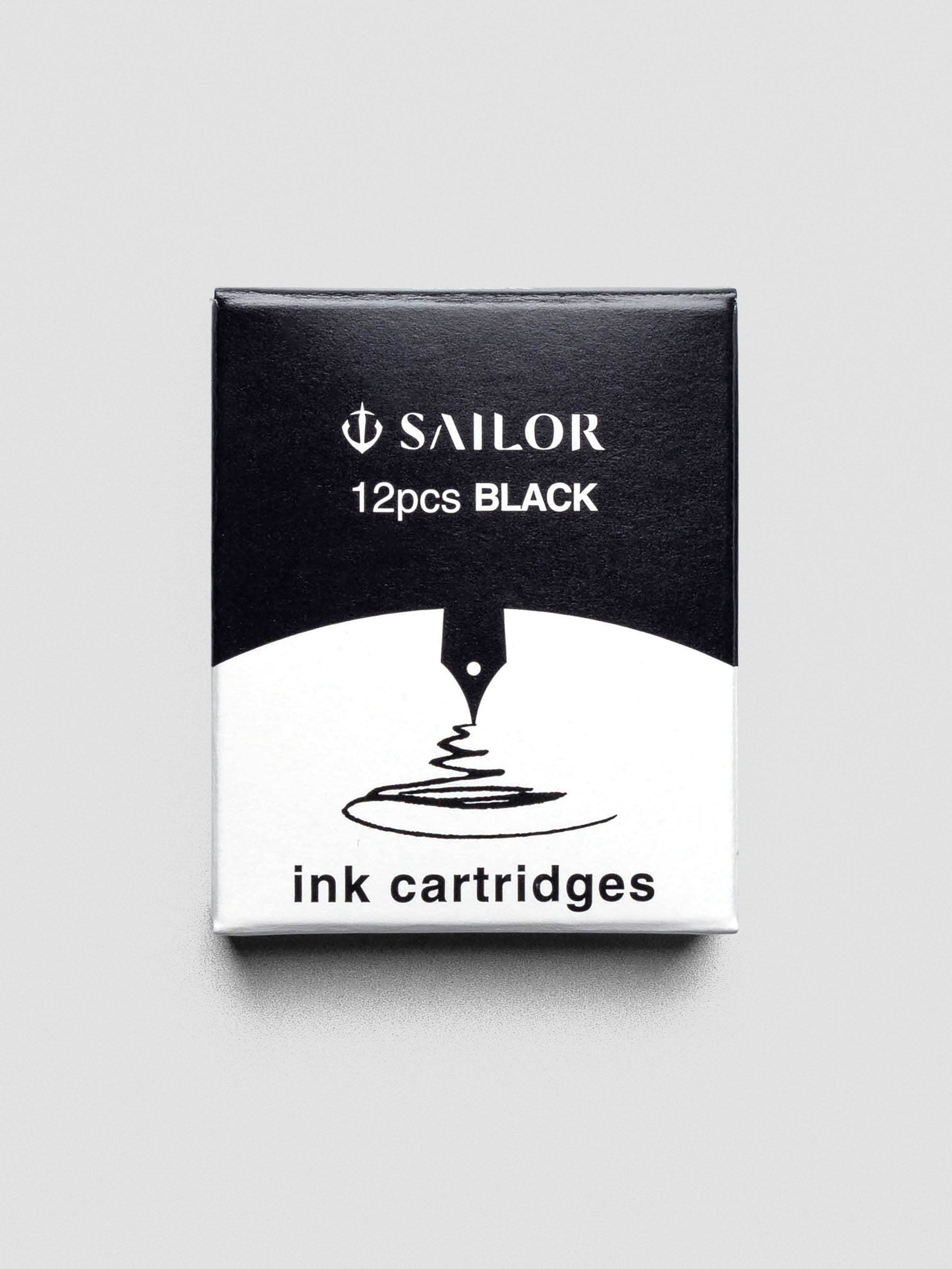 Sailor Black Ink Cartridges boxed set shown with clean black and white packaging.