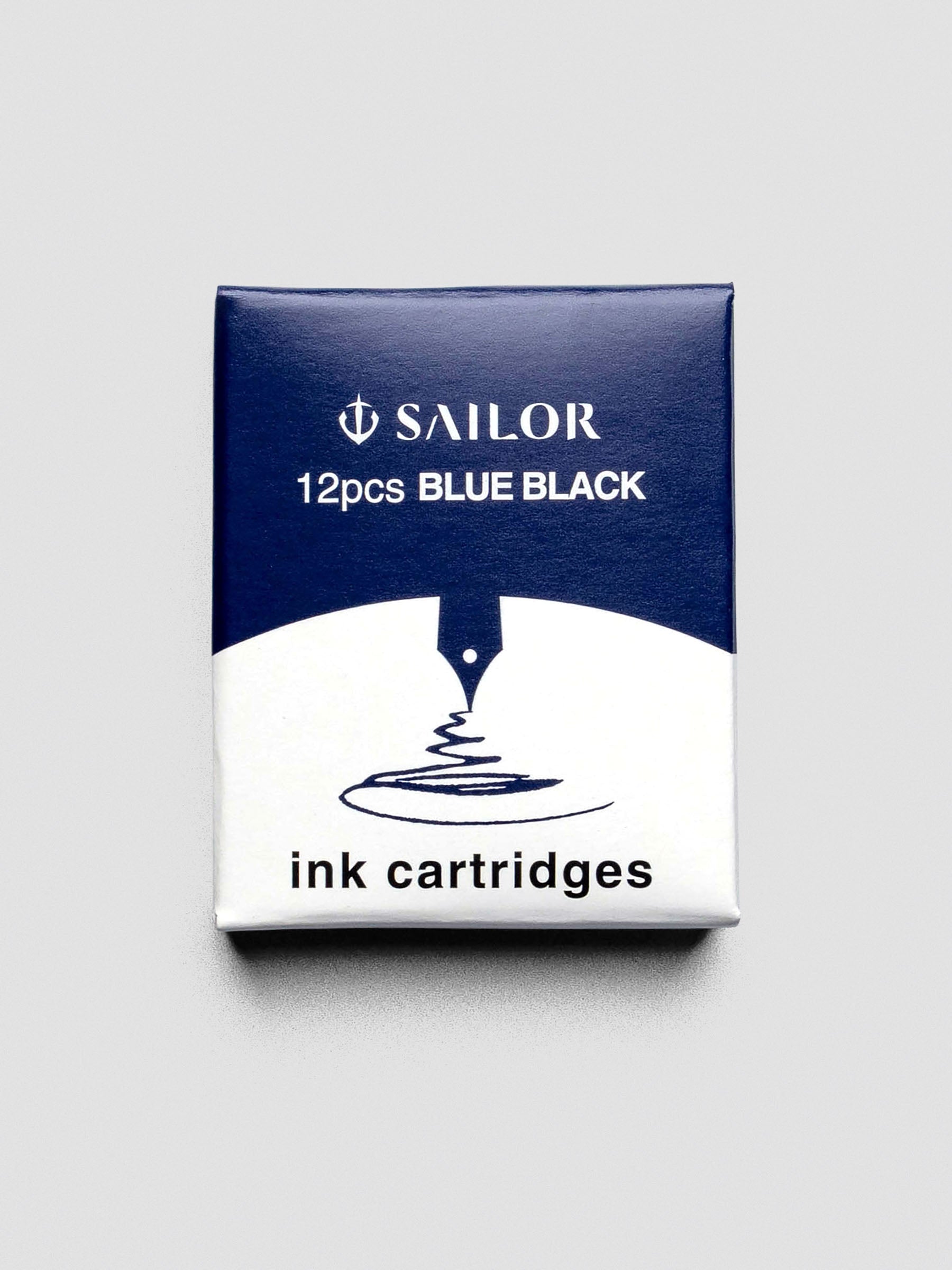 Sailor Blue Black Ink Cartridges boxed set shown with bold blue and white packaging.