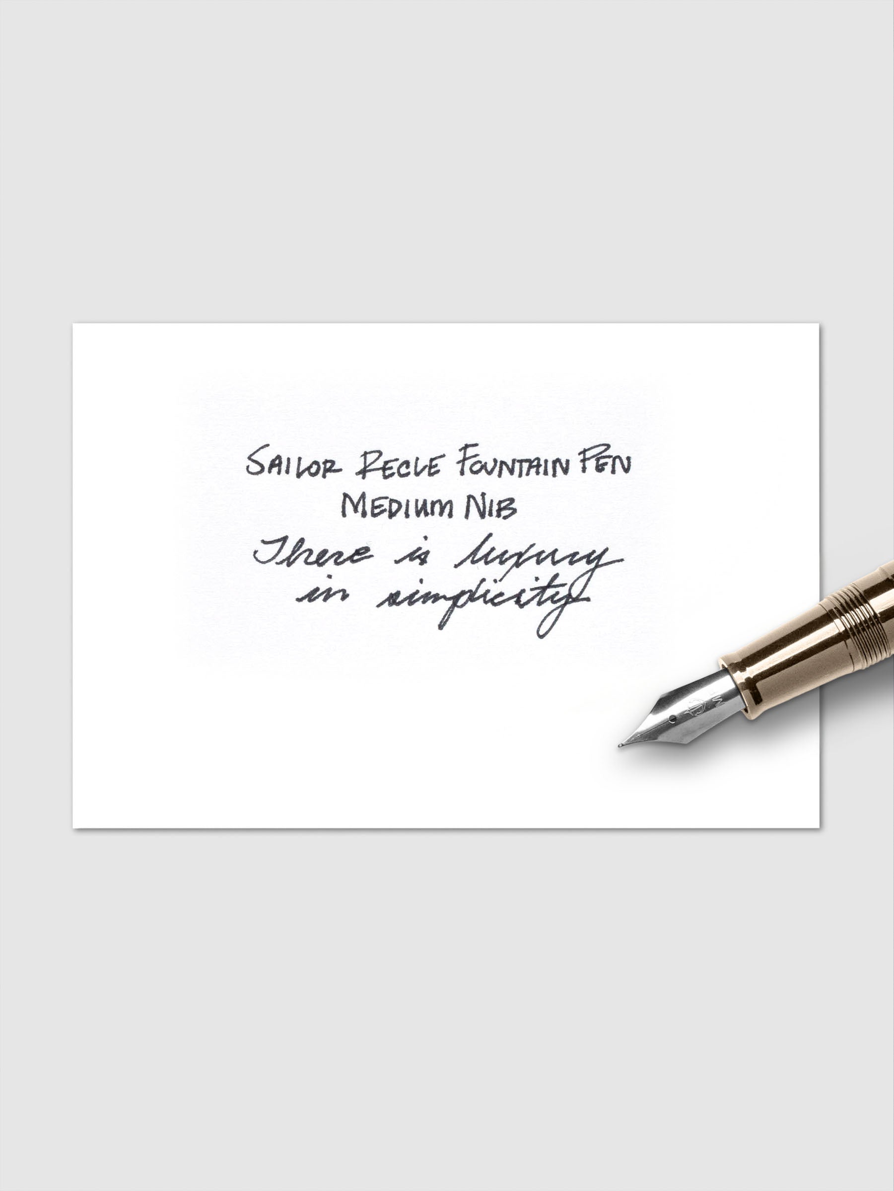 Sailor Recle Fountain Pen Medium in Safari Beige uncapped, angled for detail view.