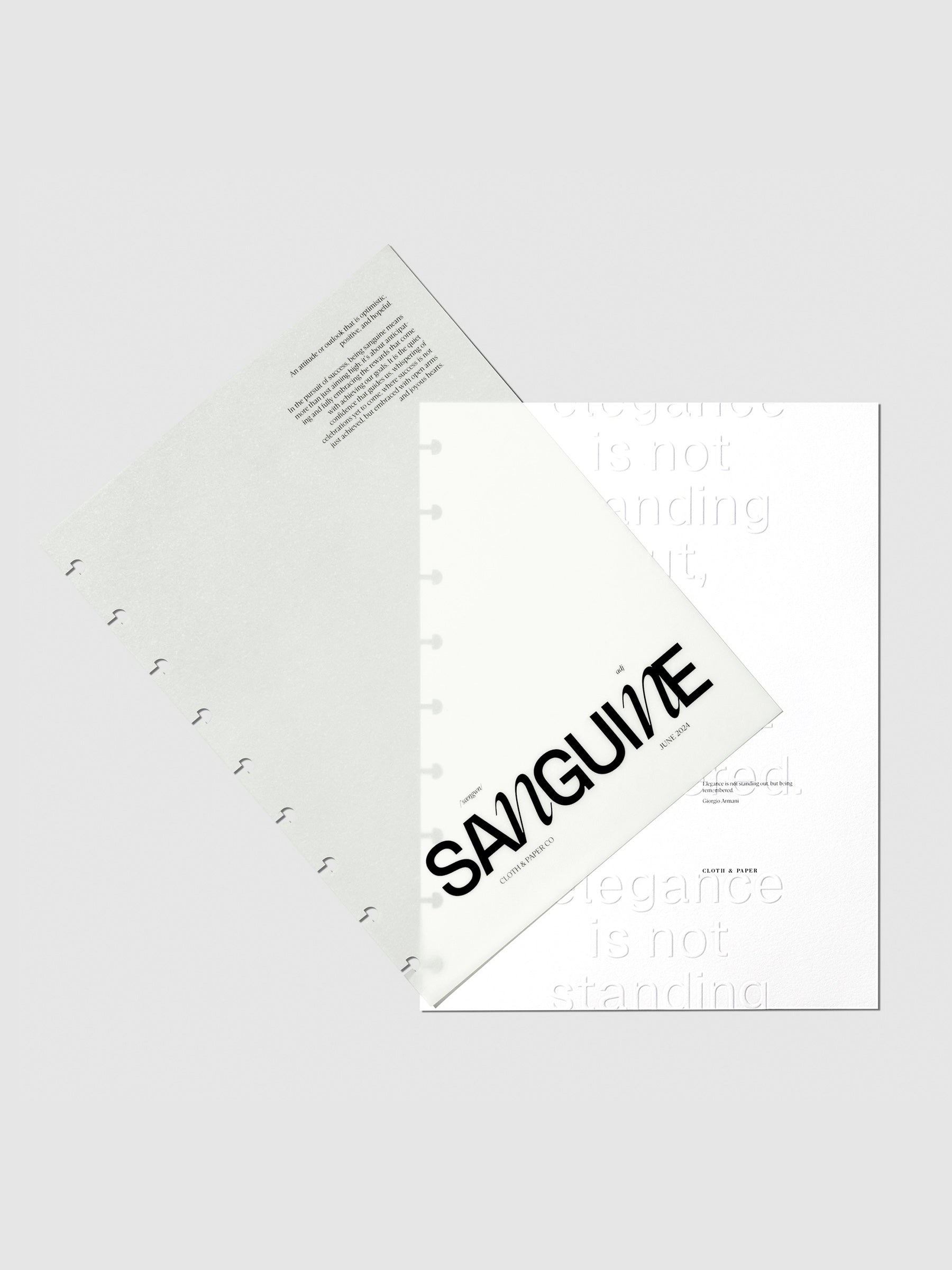 Sanguine Planner Dashboard layered over our Elegance Dashboard at an angle, in HP Classic size, to show its transparency. They are displayed on a neutral background