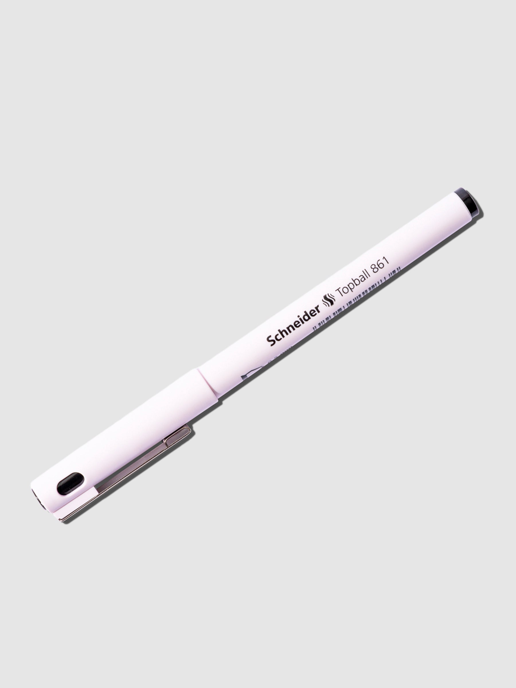 Schneider Topball Gel Pen, Black, Cloth and Paper. Pen displayed on a neutral background.