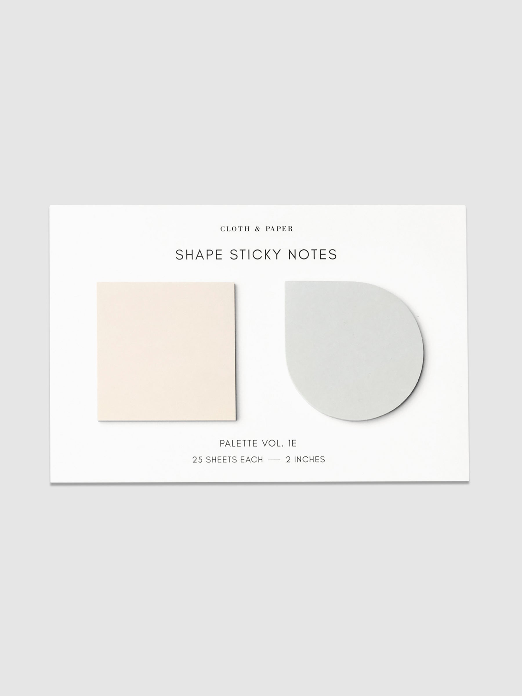 Shape Sticky Note Set with Square and Drop Sticky Notes in Crêpe and Earl Grey against a neutral background.