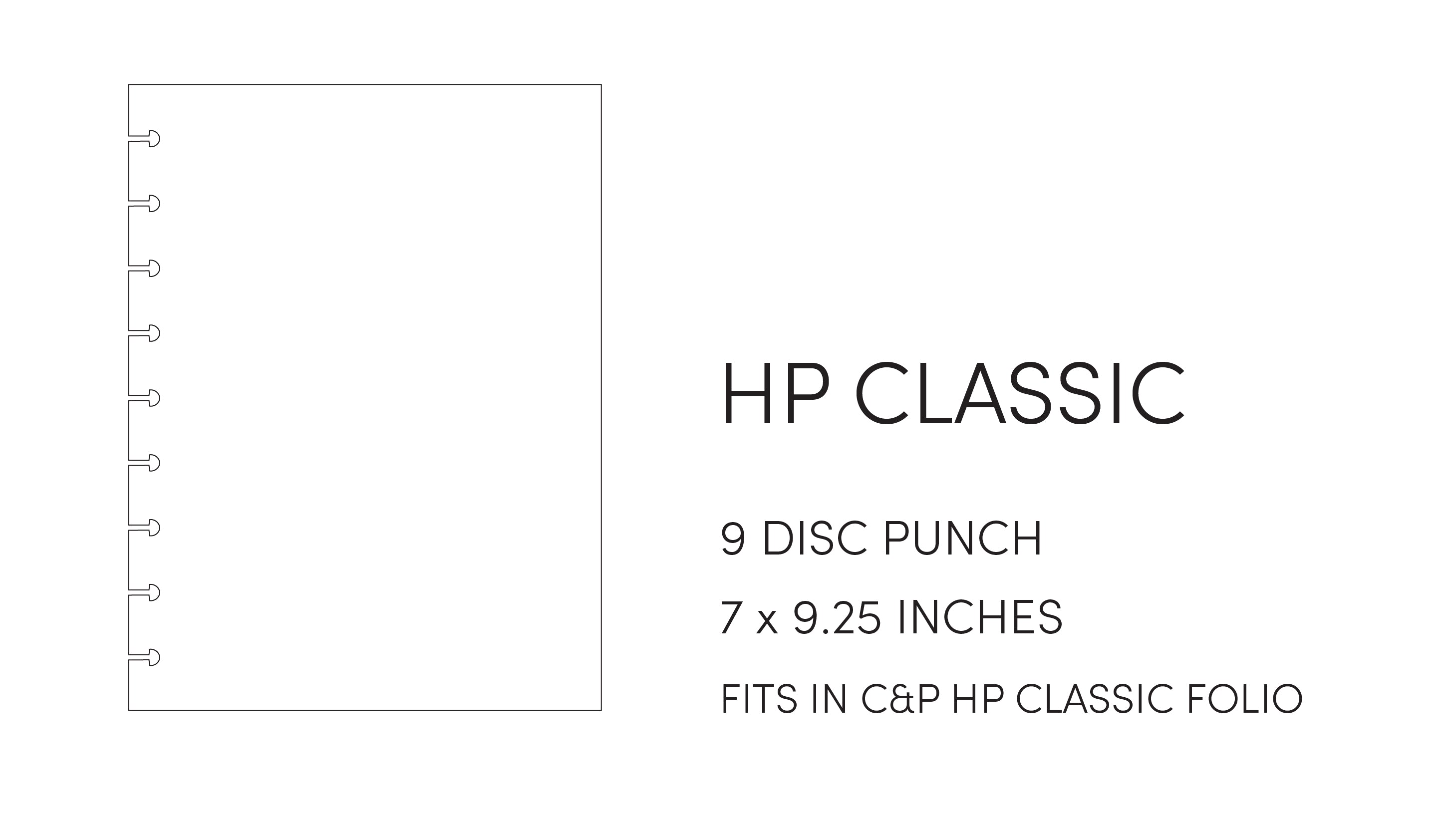 Cloth and Paper size guide - HP Classic - 7 x 9.25 inches