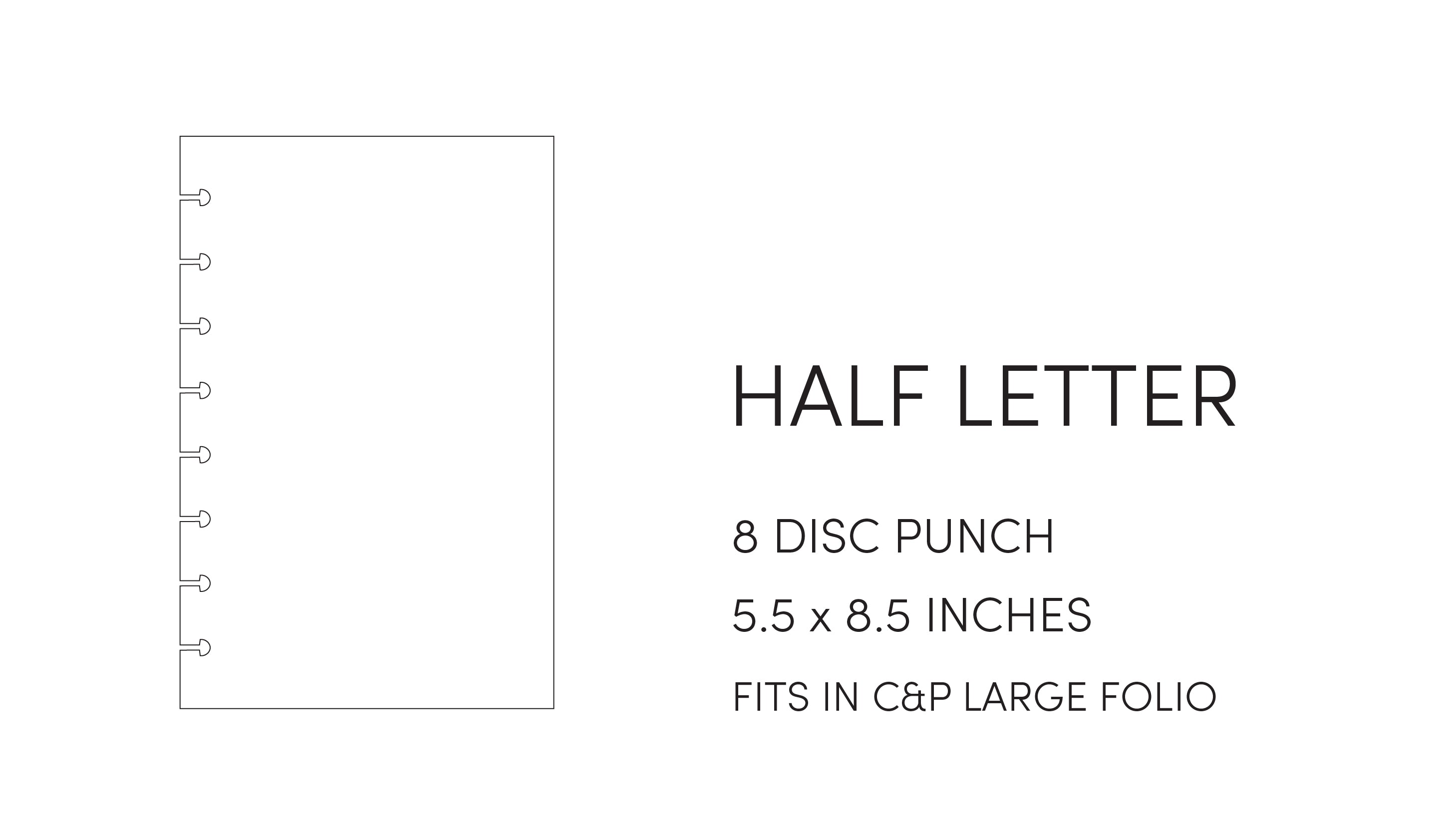 Cloth and Paper size guide - Half Letter - 5.5 x 8.5 inches