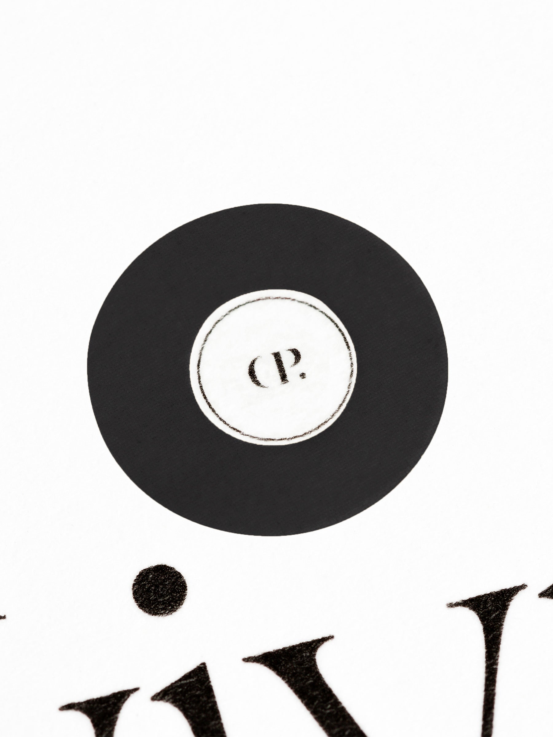 Medium sticker in use, placed over the Cloth and Paper logo on a sheet of paper.