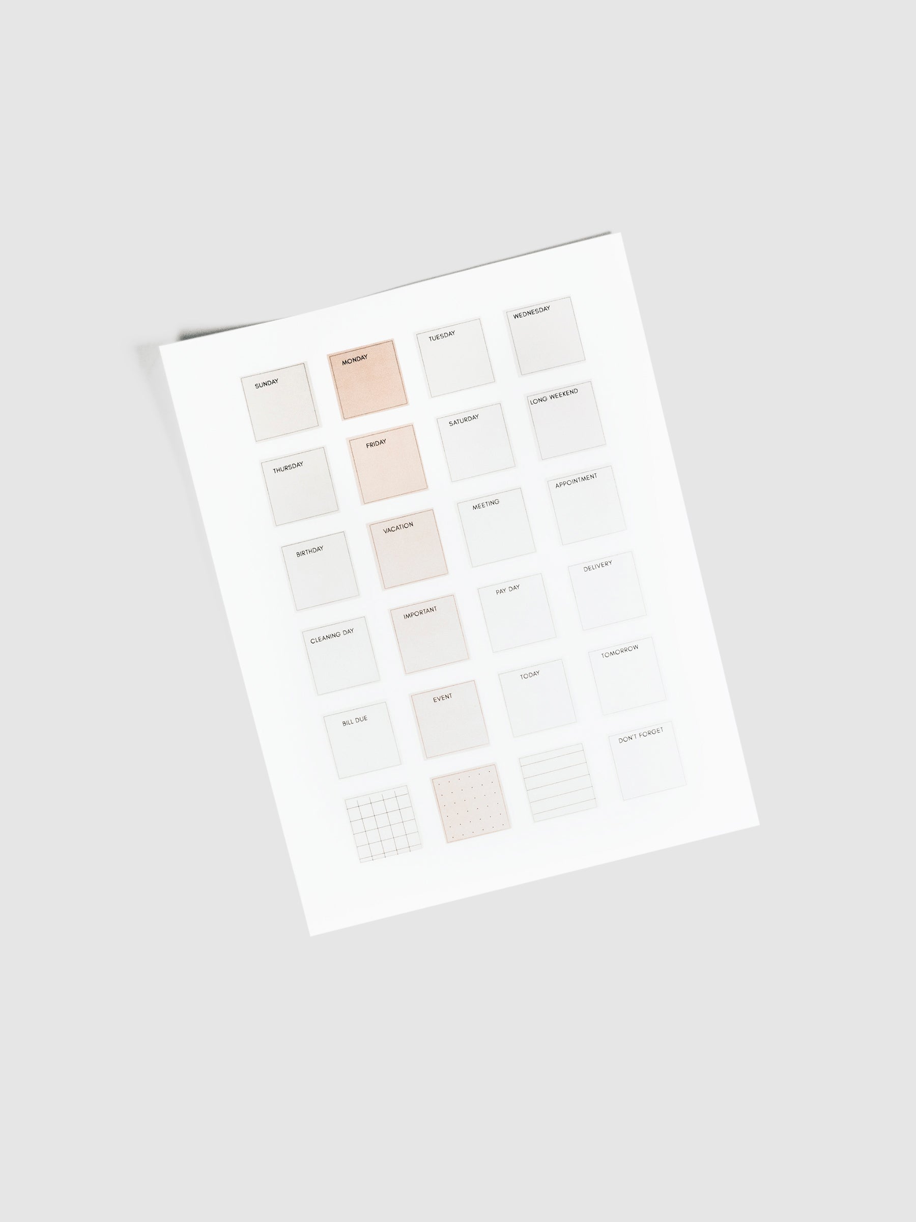 Square Page Flag Printable | Essentials page with page flags adhered and printed on.