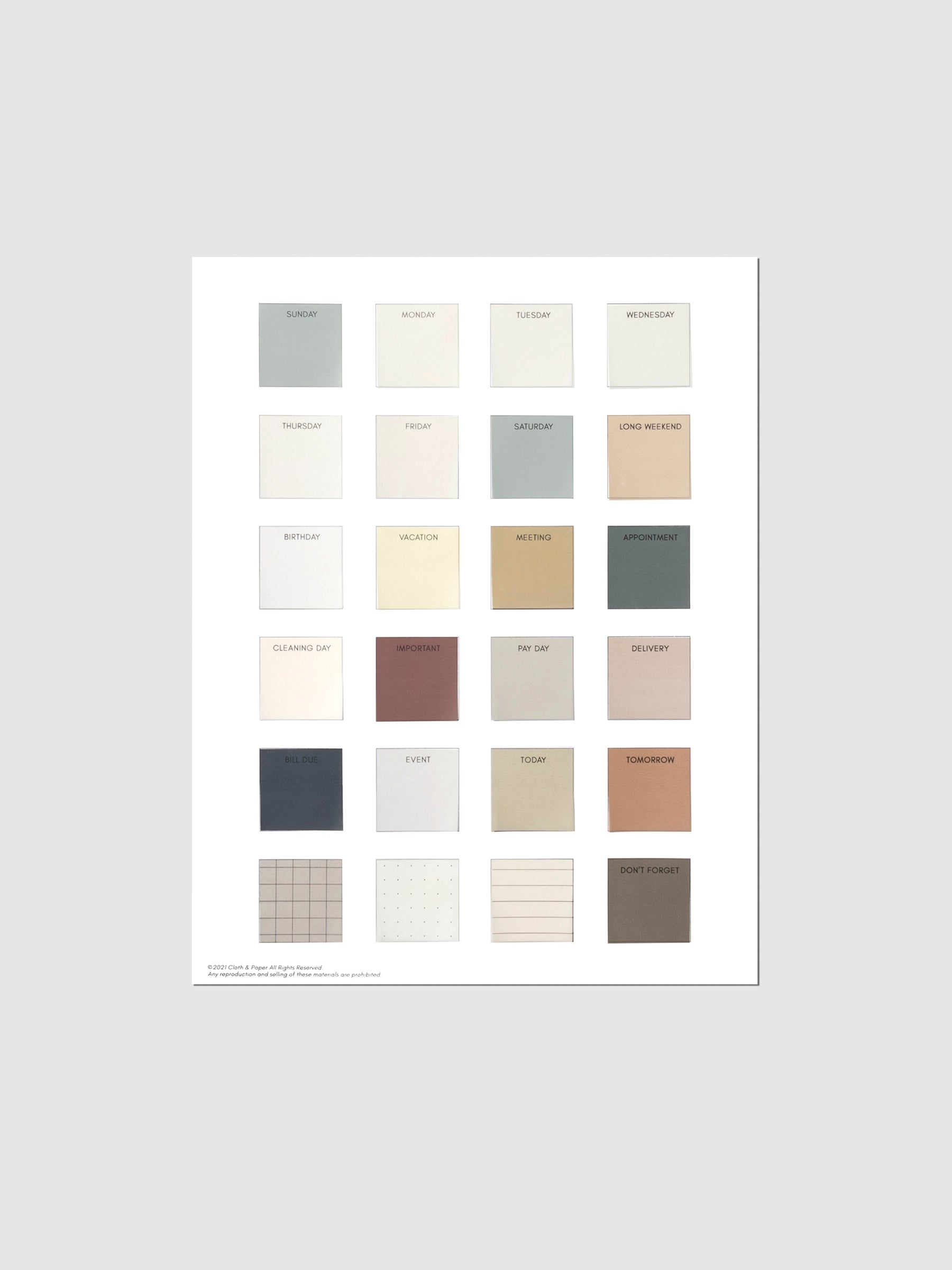 Square Page Flag Printable | Essentials page with page flags adhered and printed on.