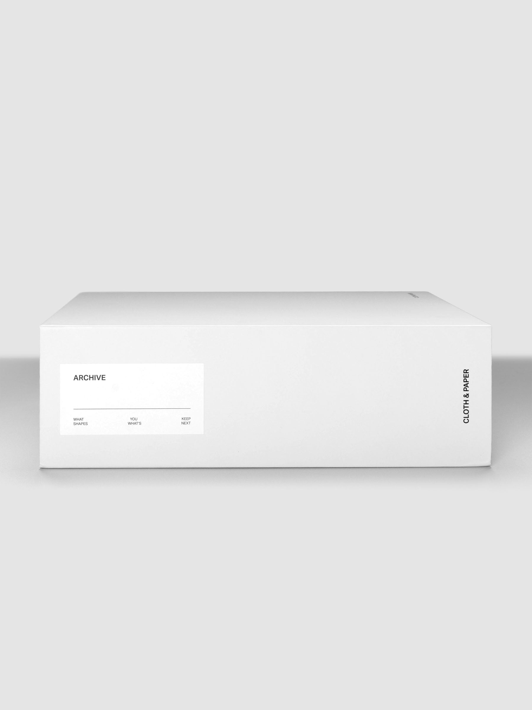 View of the spine showing the Archive label sticker applied to the exterior of the Storage Book 4.0.