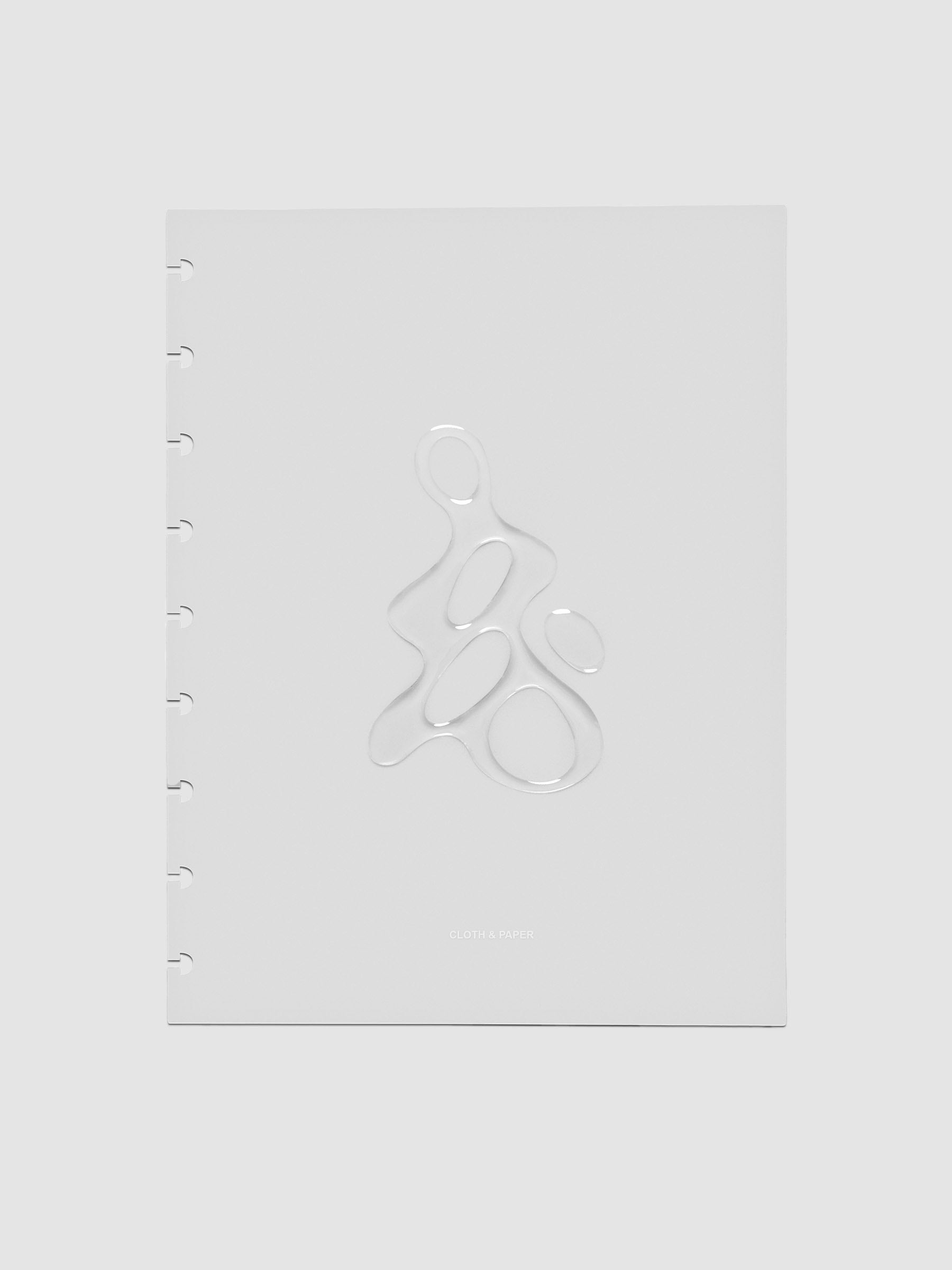 Light grey, semi-transparent, and glossy plastic planner dashboard with organic raised shape design in size HP Classic on a neutral background.