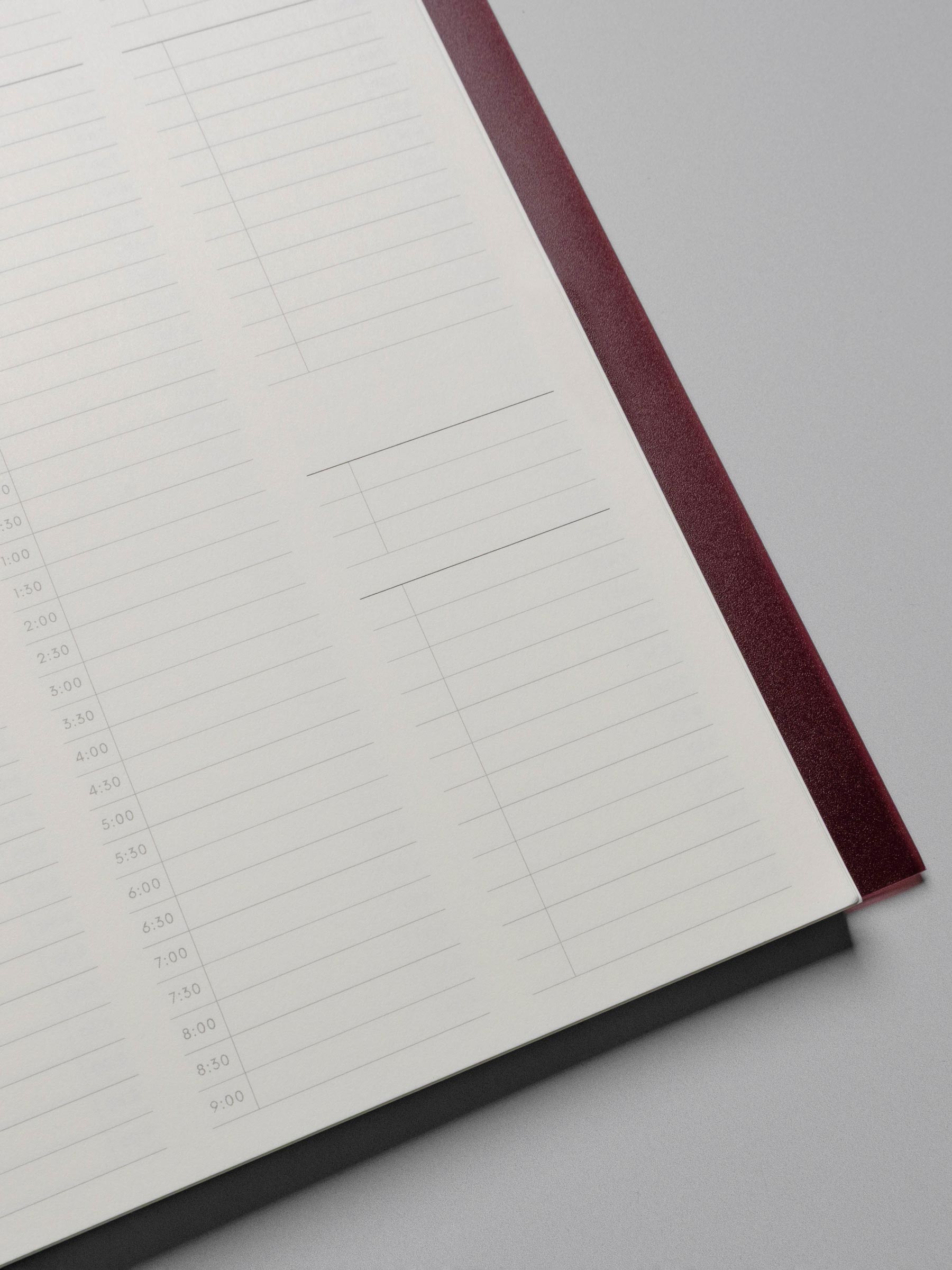 Perfect Bound Notebook in size HP Classic with 30 Minute Time Block pages shown close up to display the open task list section.