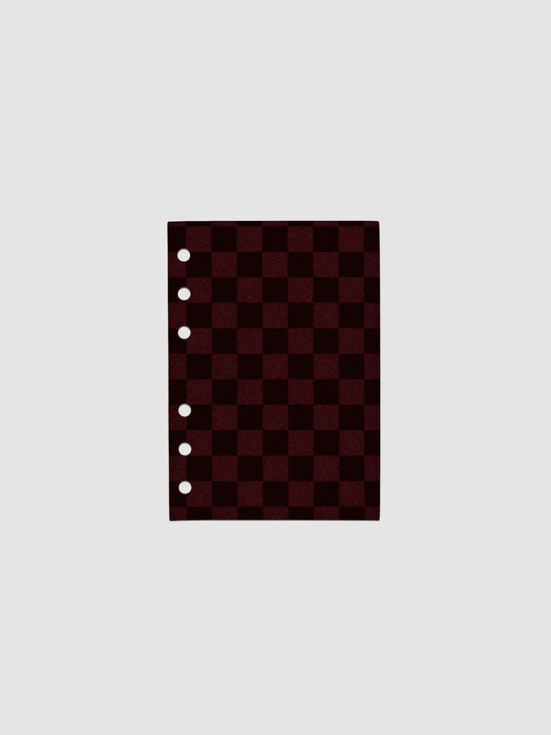 A6 sized checkered velvet planner dashboard in the color bordeaux.