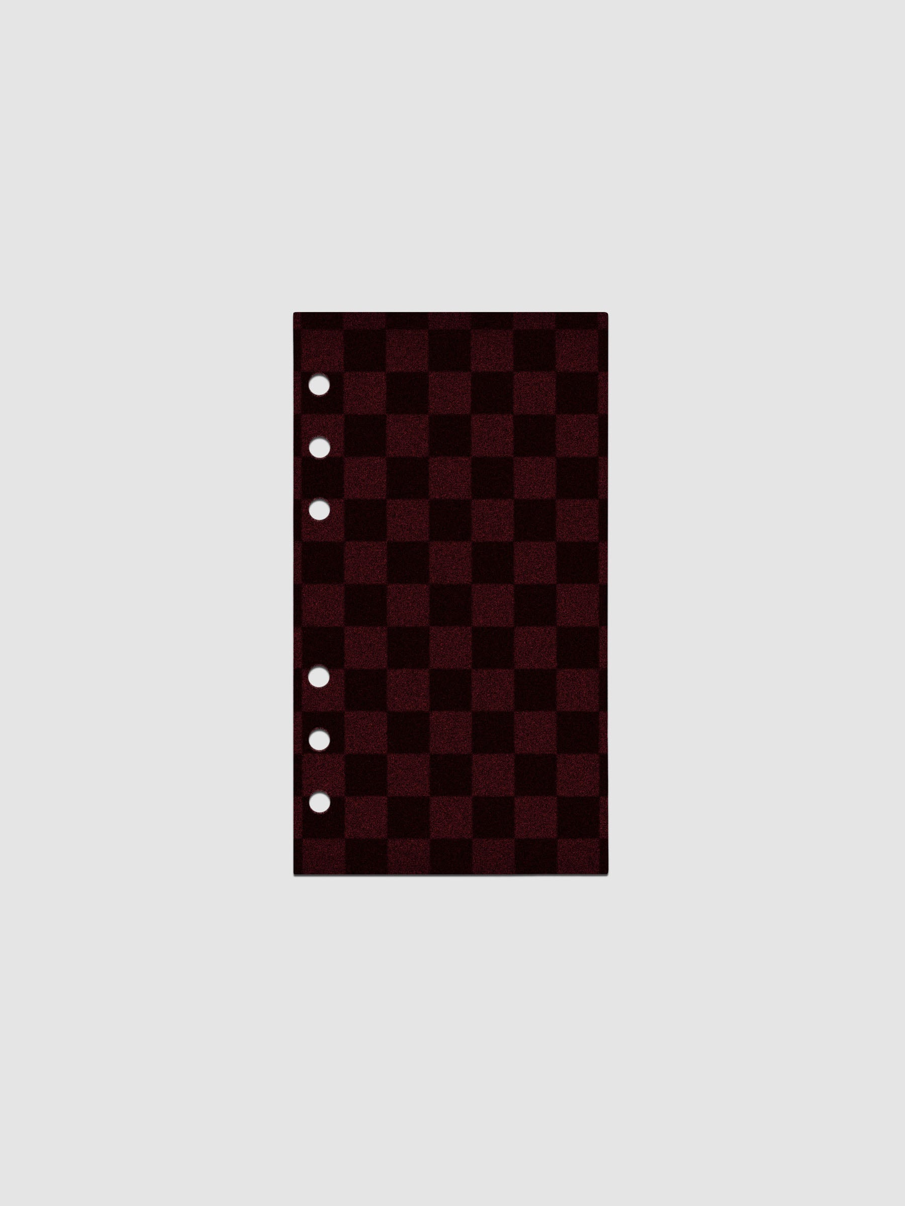 Personal sized checkered velvet planner dashboard in the color bordeaux.